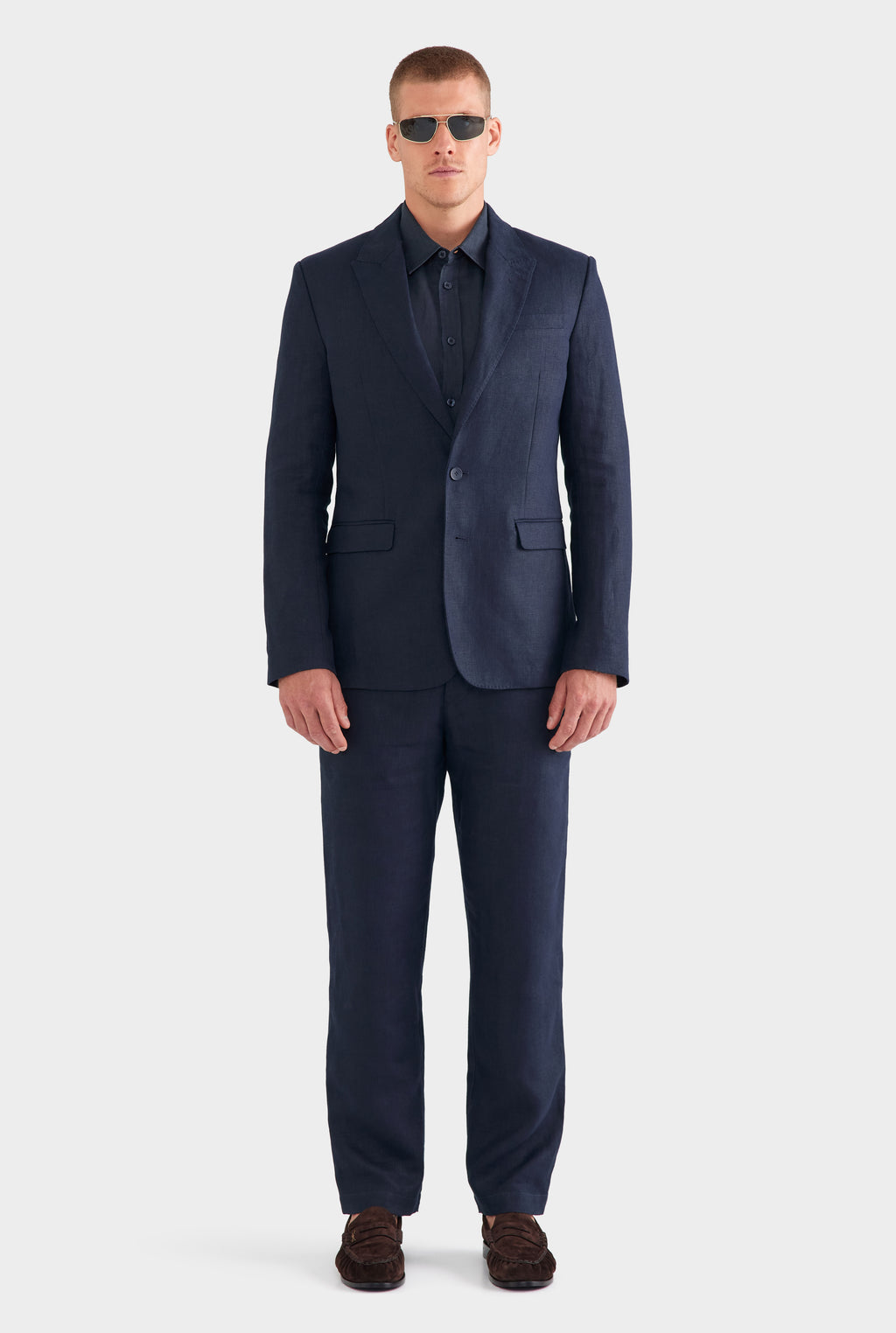 Tailored Linen Suit Jacket - Navy