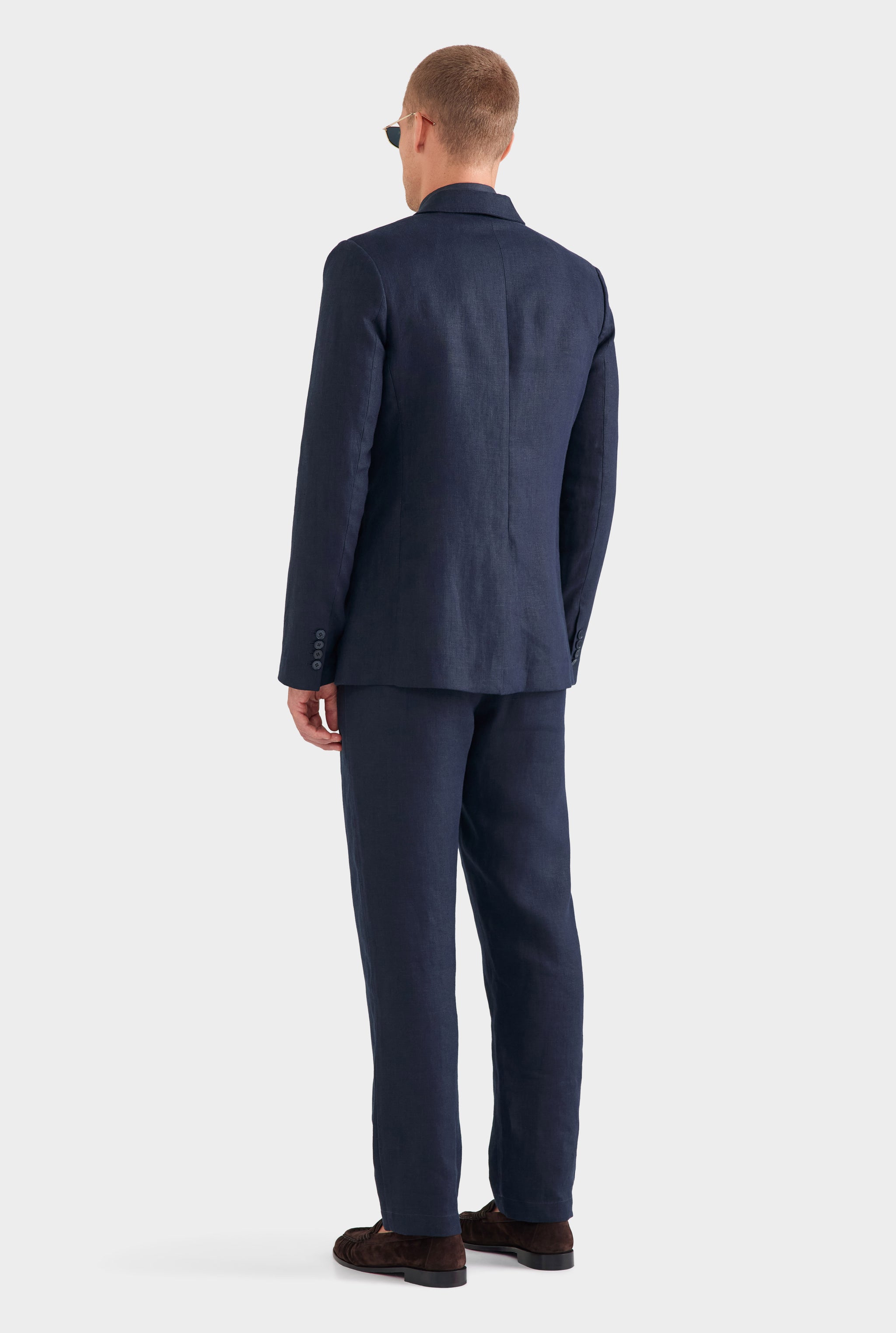 Tailored Linen Suit Jacket - Navy