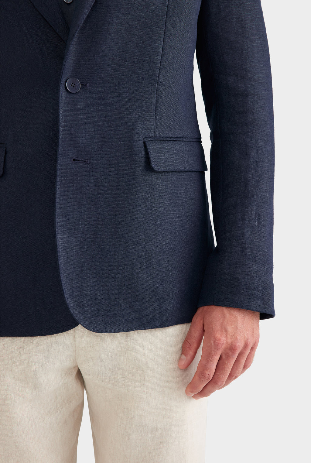 Tailored Linen Suit Jacket - Navy