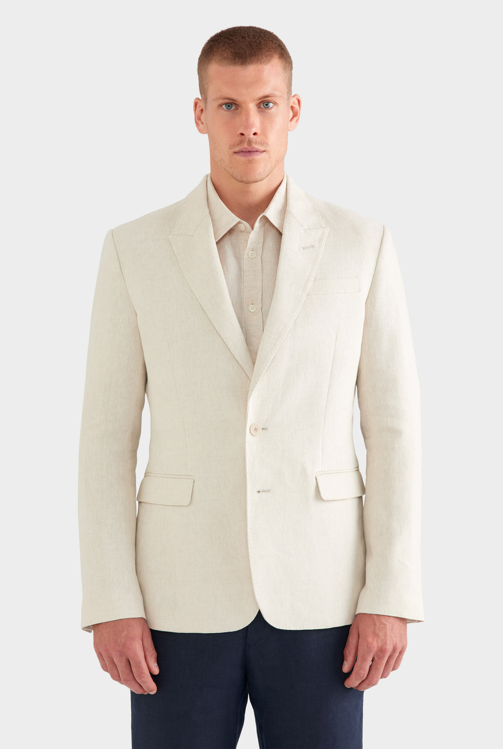 Tailored Linen Suit Jacket - Sand