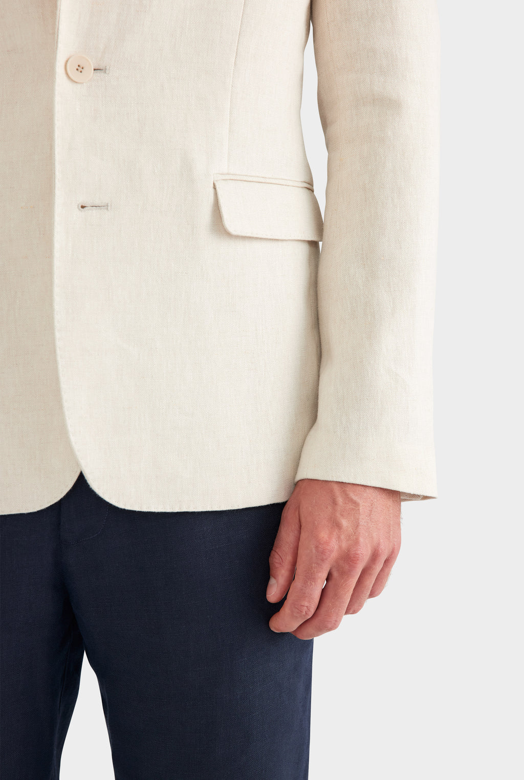 Tailored Linen Suit Jacket - Sand