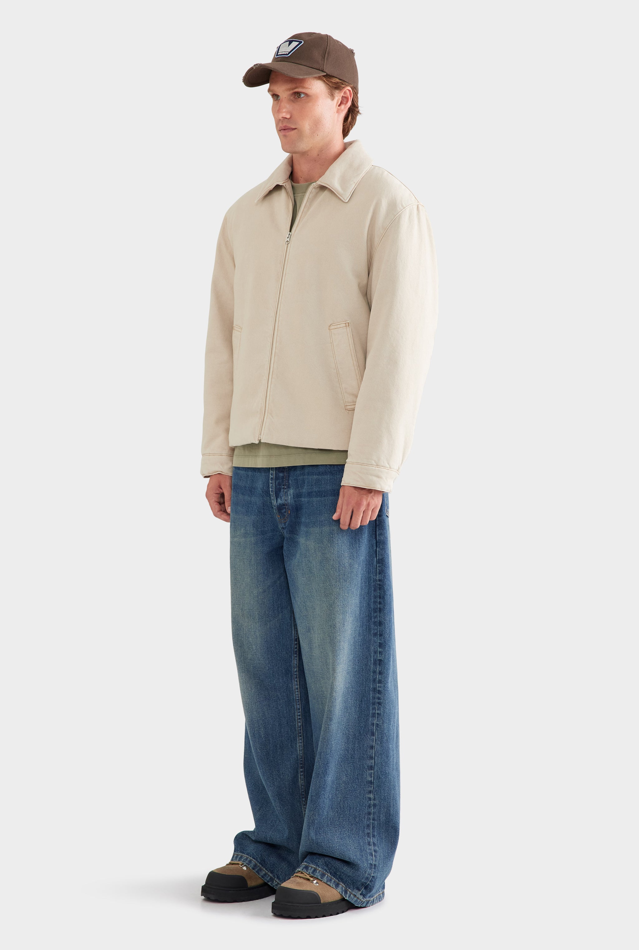 Pigment Dyed Denim Wadded Jacket - Washed Stone