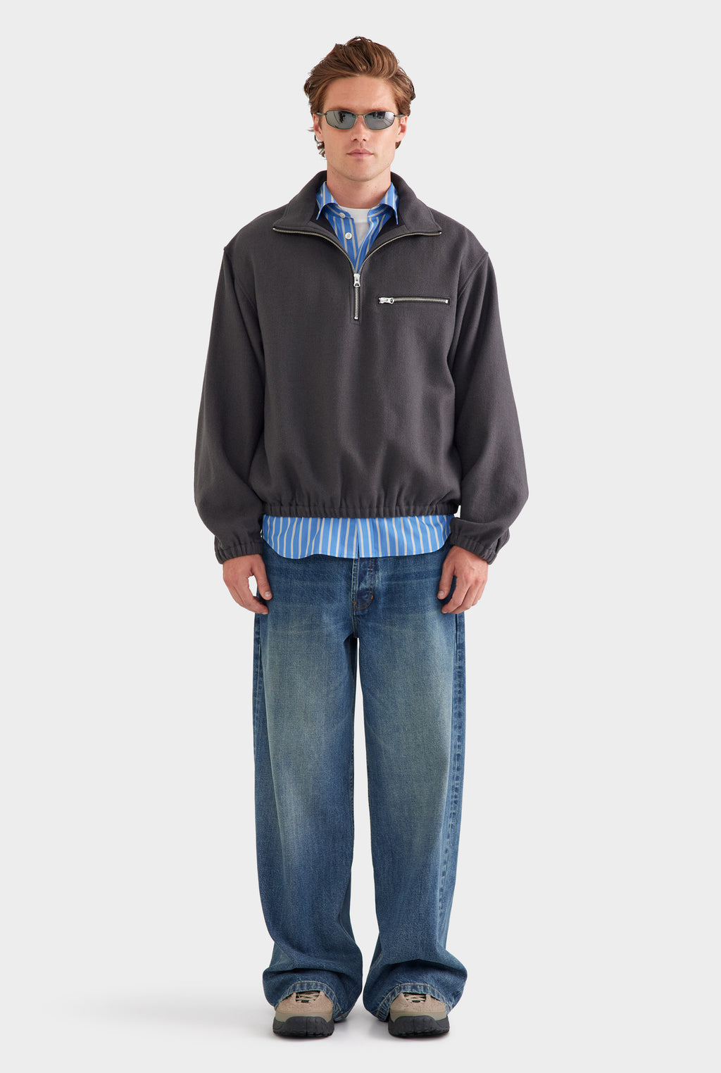 Wool Fleece Quarter Zip - Charcoal