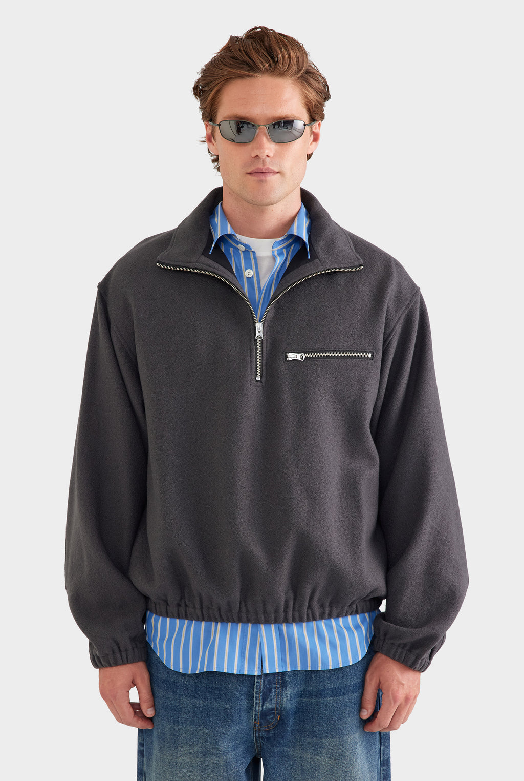 Wool Fleece Quarter Zip - Charcoal