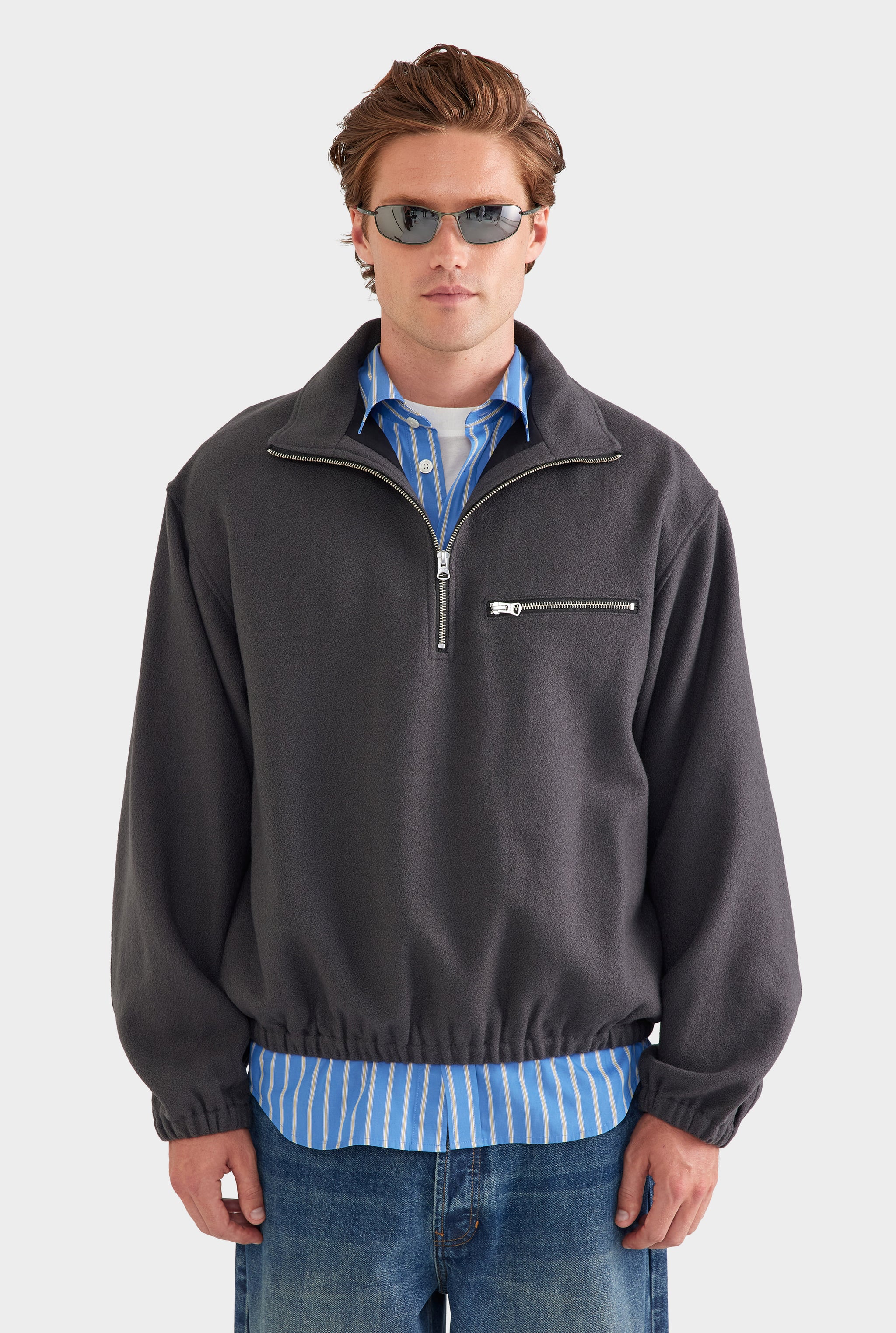 Wool Fleece Quarter Zip - Charcoal