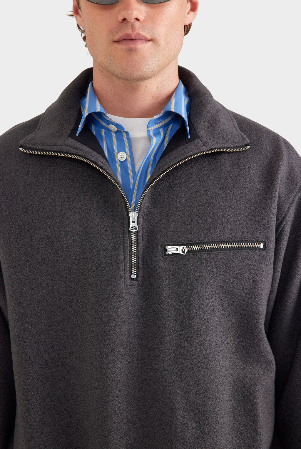 Wool Fleece Quarter Zip - Charcoal