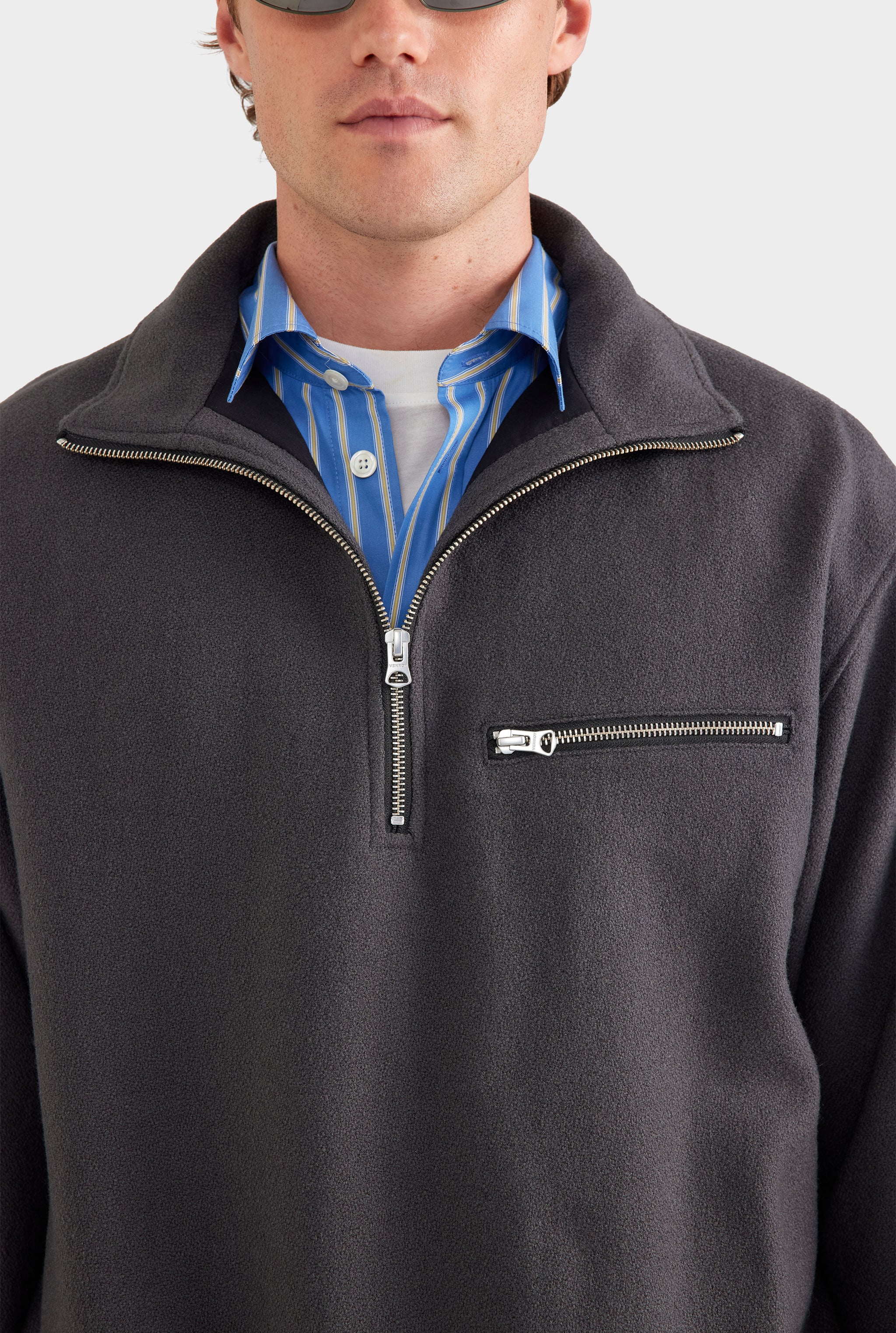 Wool Fleece Quarter Zip - Charcoal