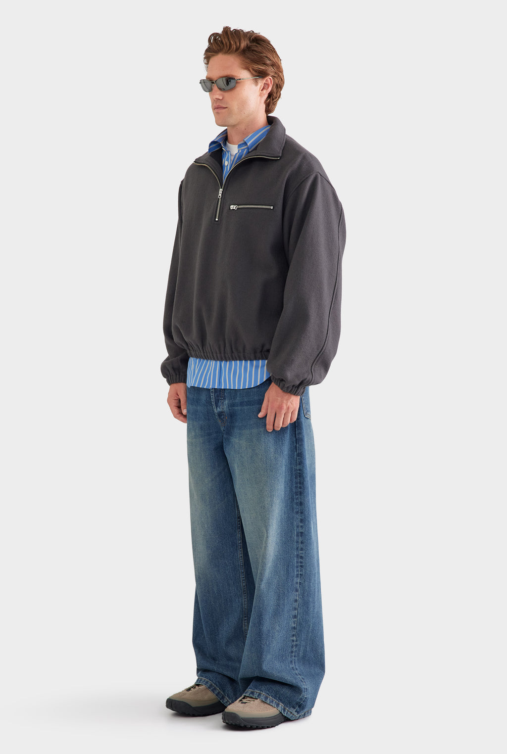 Wool Fleece Quarter Zip - Charcoal