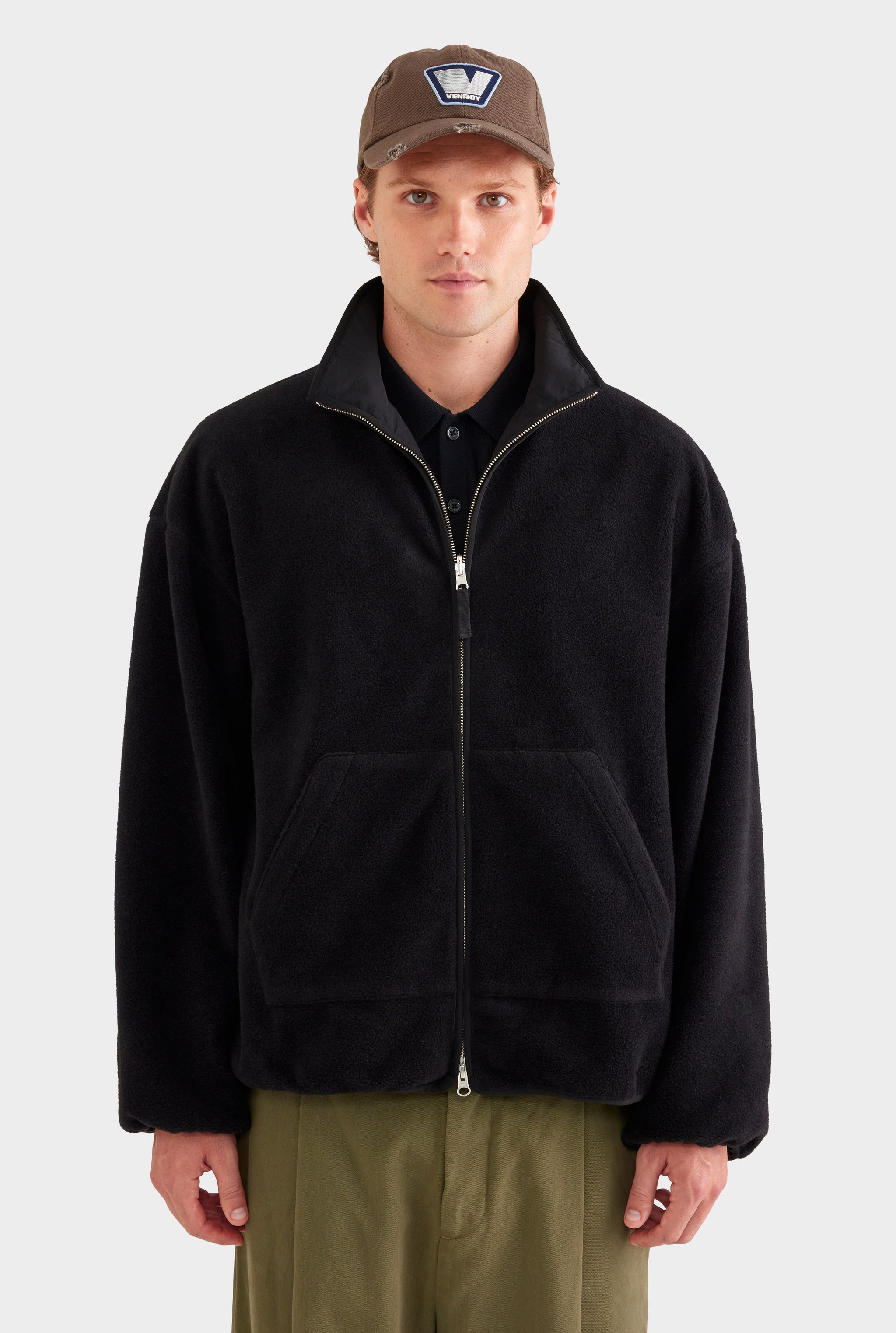 Reversible Fleece Zip Through Jacket - Black