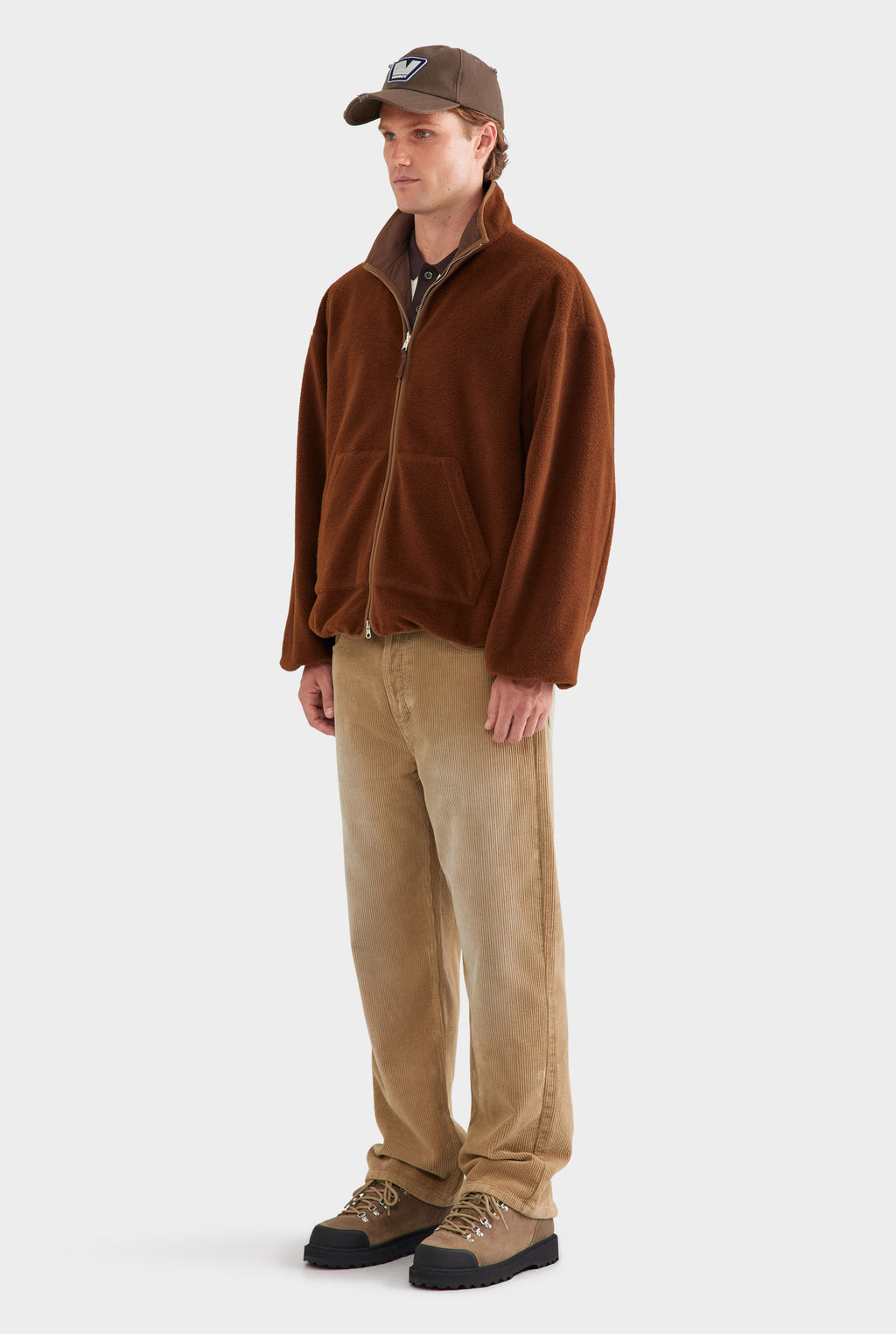 Reversible Fleece Zip Through Jacket - Brown