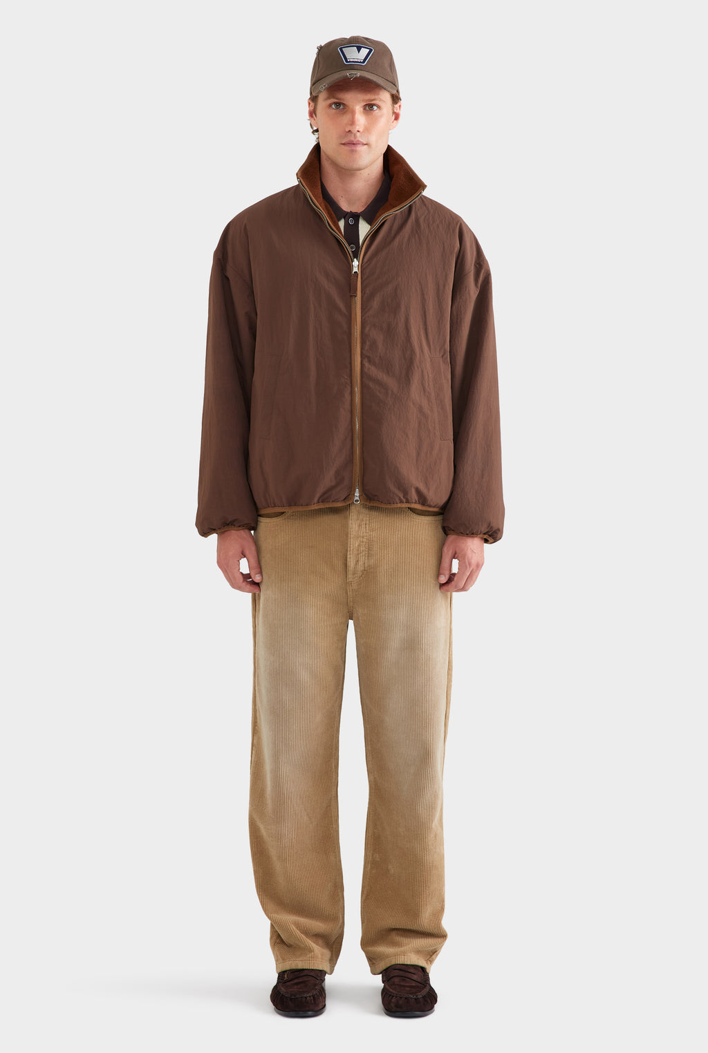 Reversible Fleece Zip Through Jacket - Brown