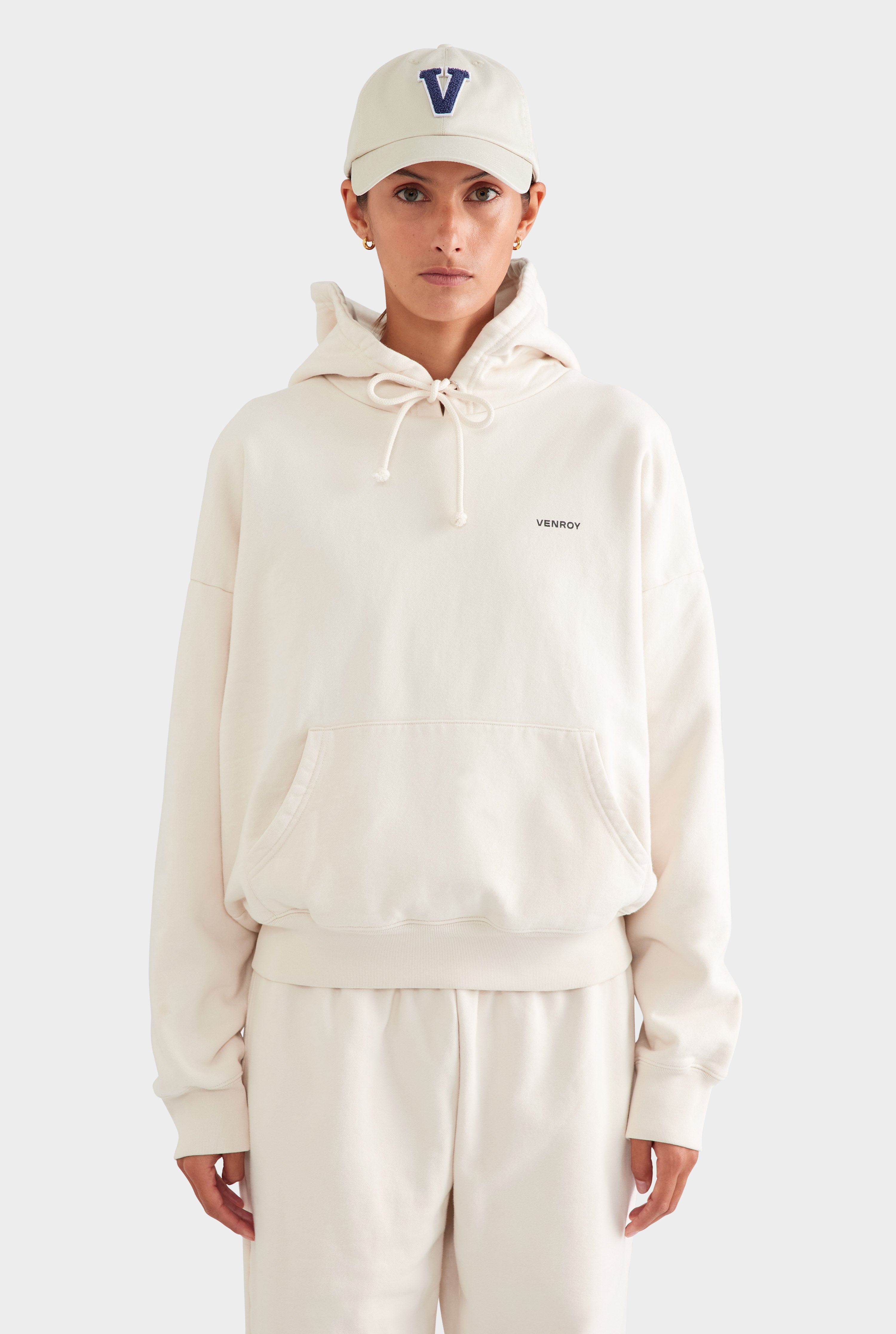 Fleece Track Hoodie - Cream