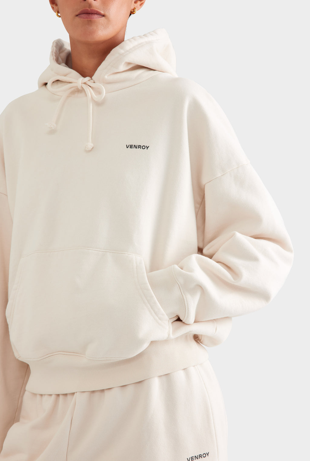 Fleece Track Hoodie - Cream
