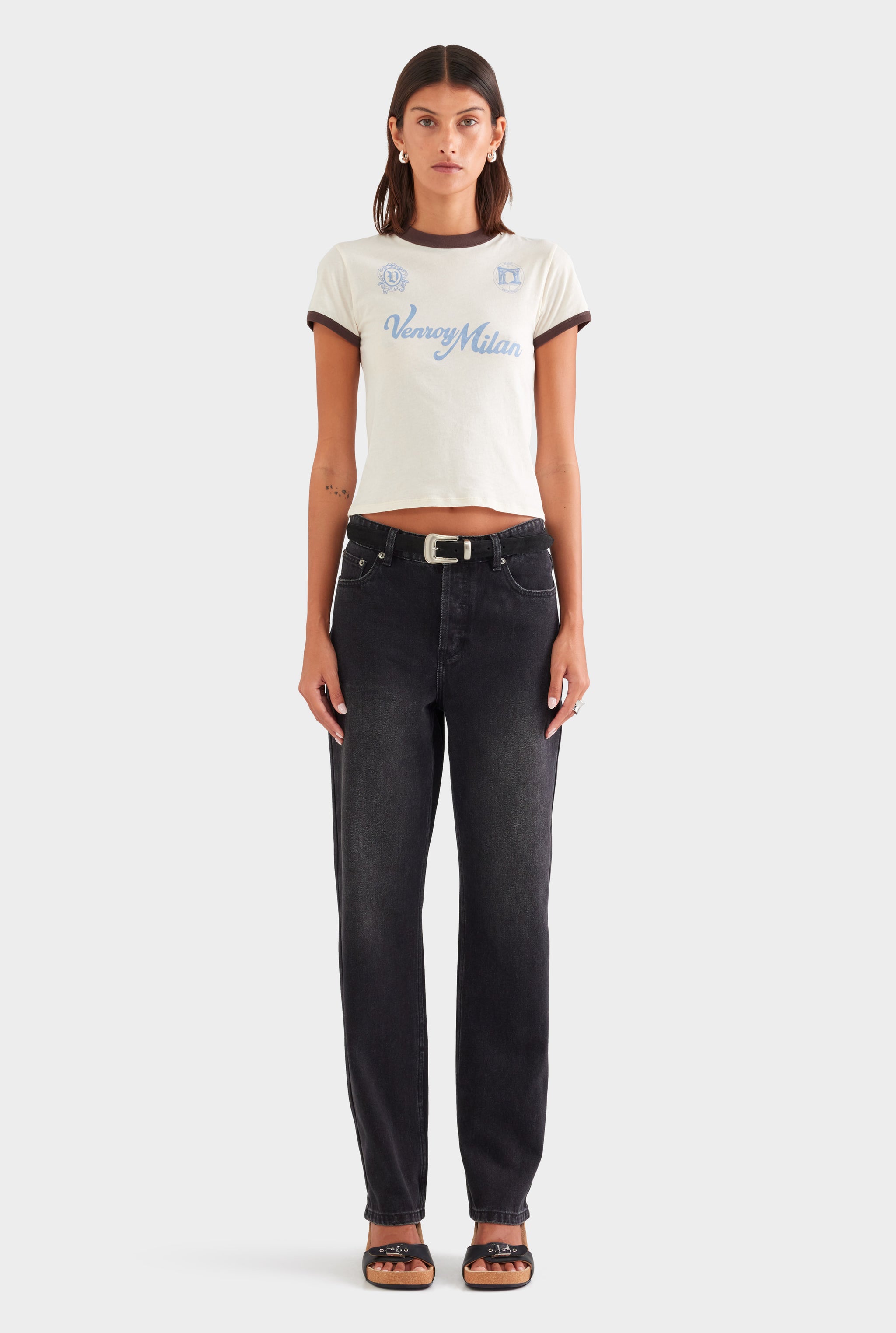 Lightweight Cotton Baby Tee - Cream/Chocolate