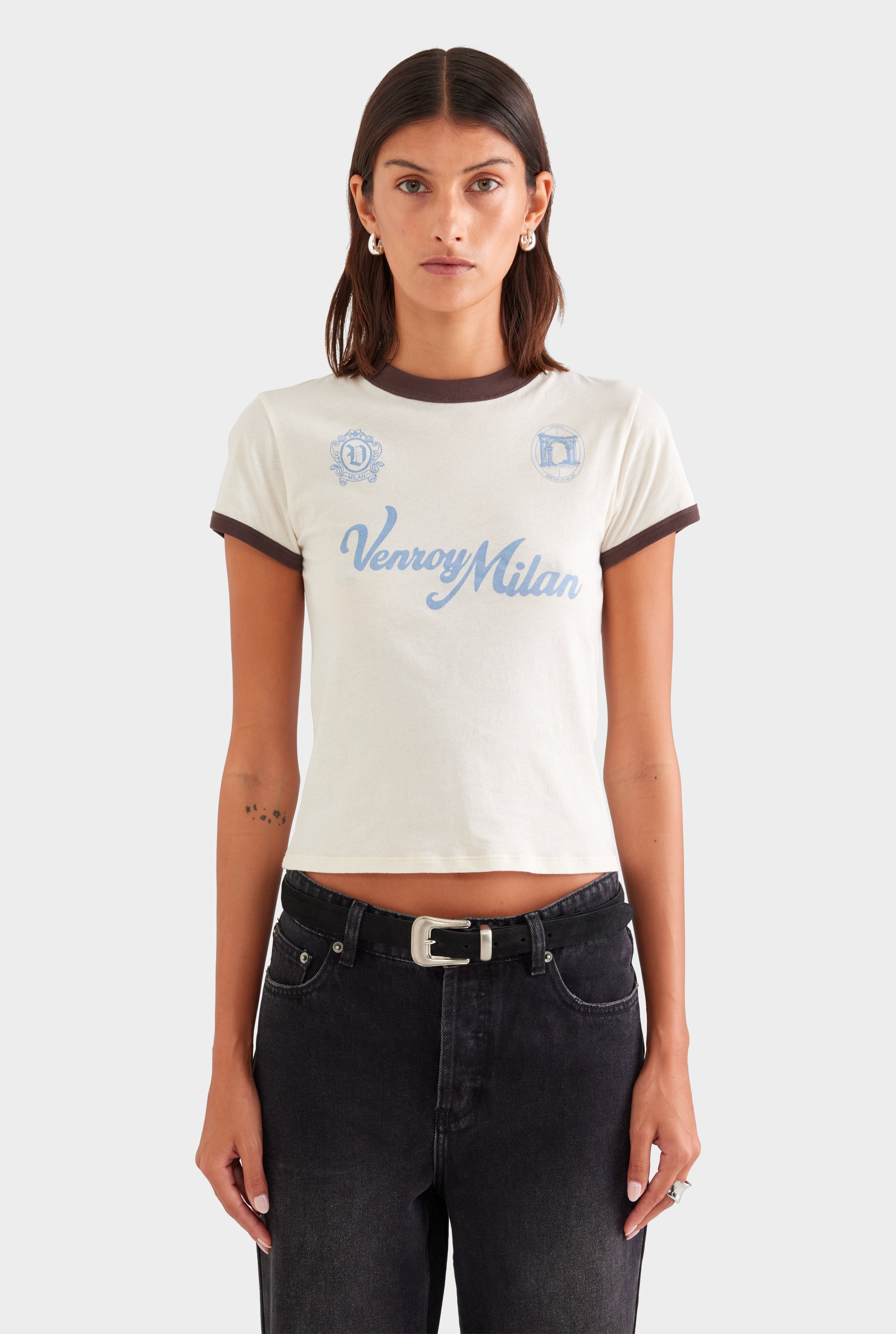 Lightweight Cotton Baby Tee - Cream/Chocolate