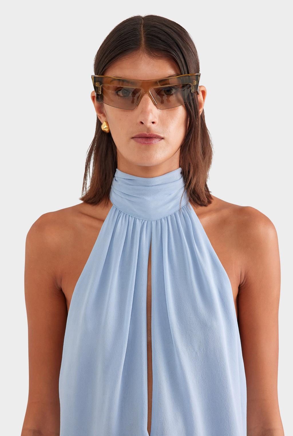 Silk Halter Top - Powder Blue