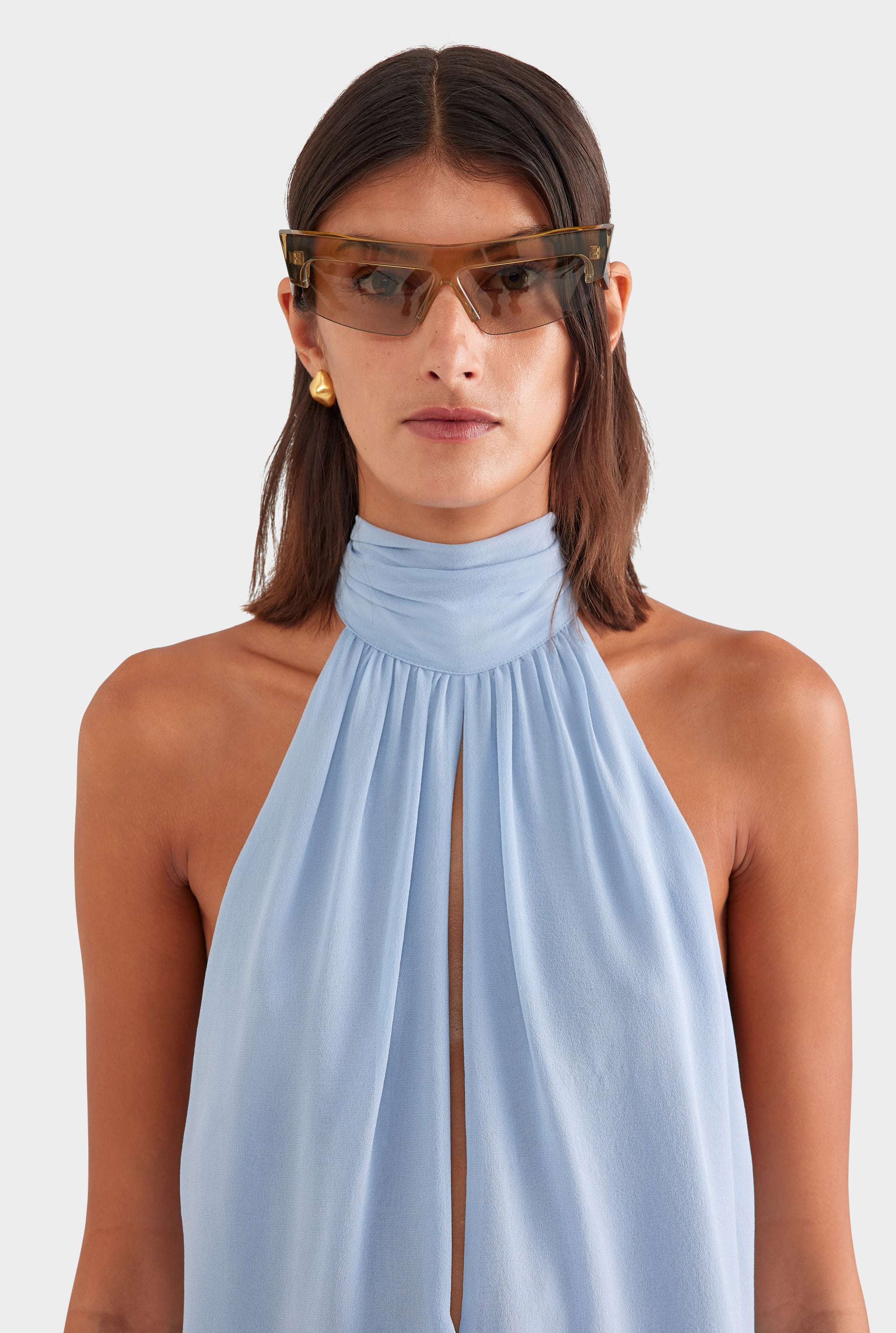 Silk Halter Top - Powder Blue