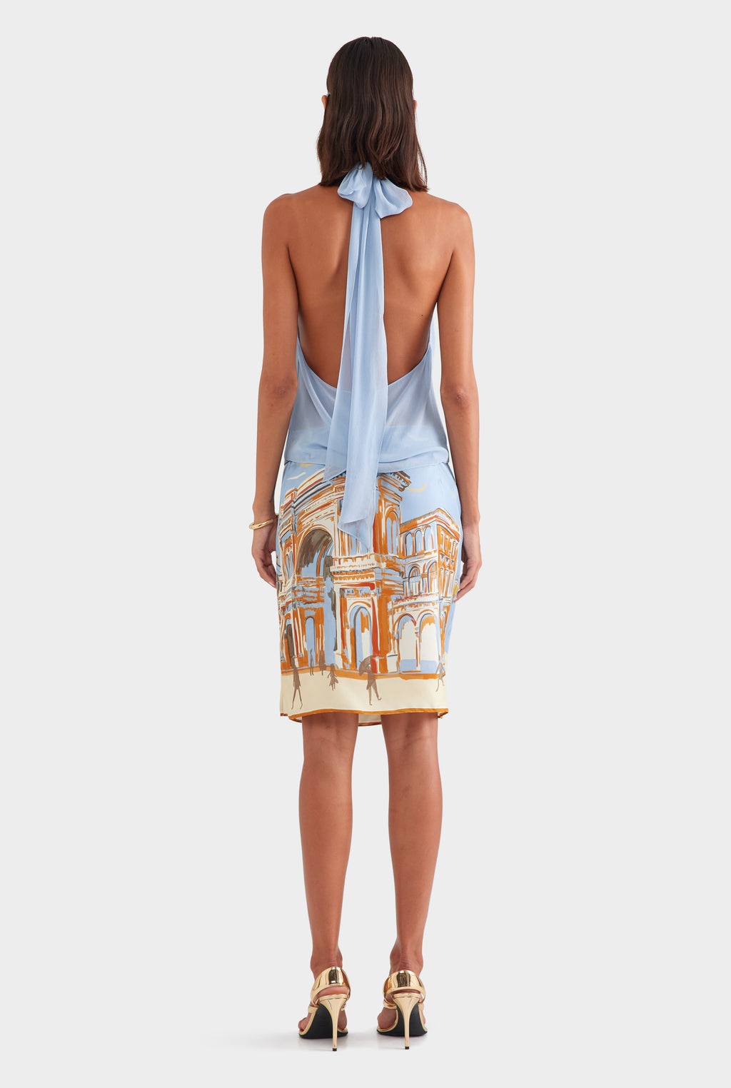 Silk Halter Top - Powder Blue