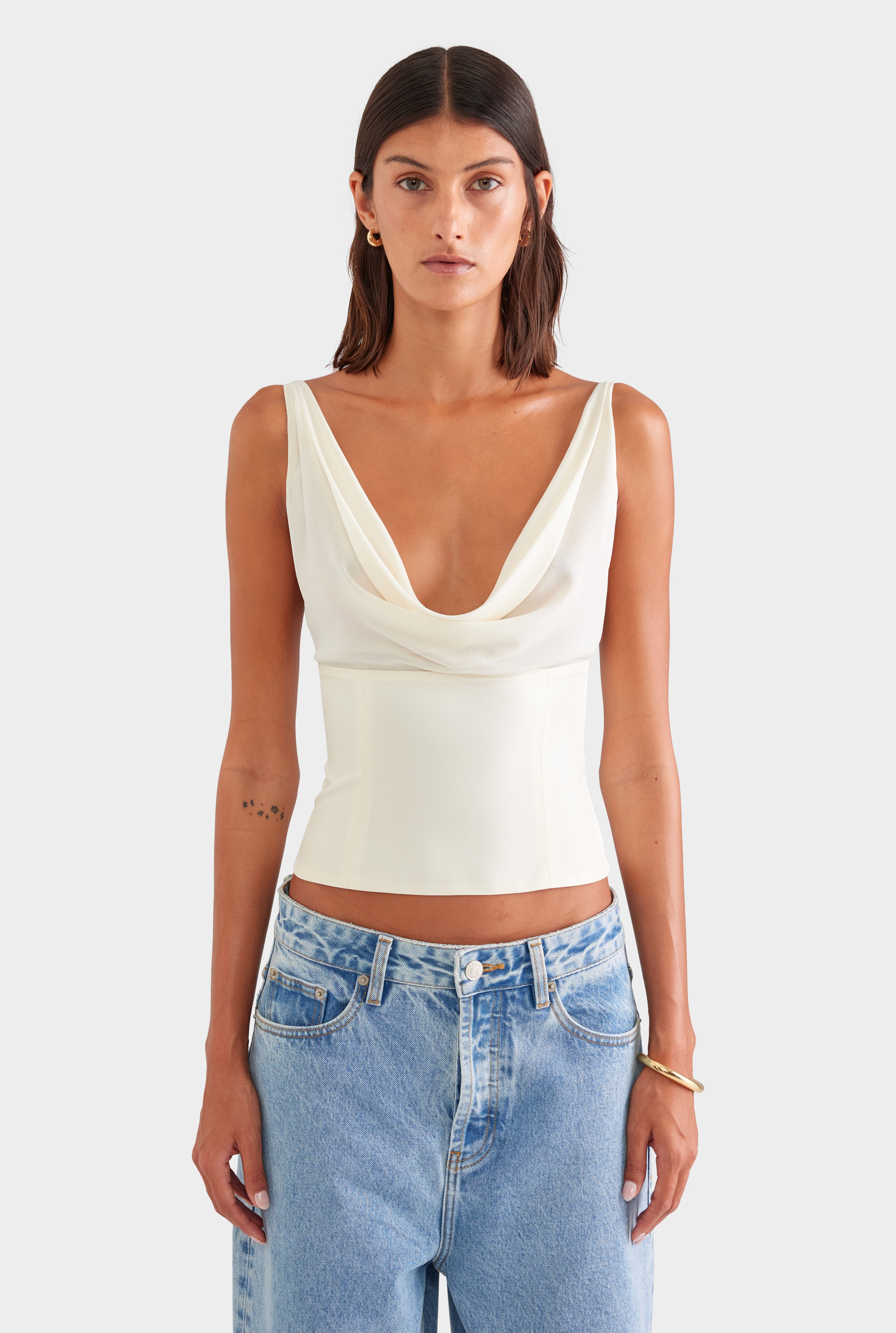 Silk Cowl Bustier - Champagne