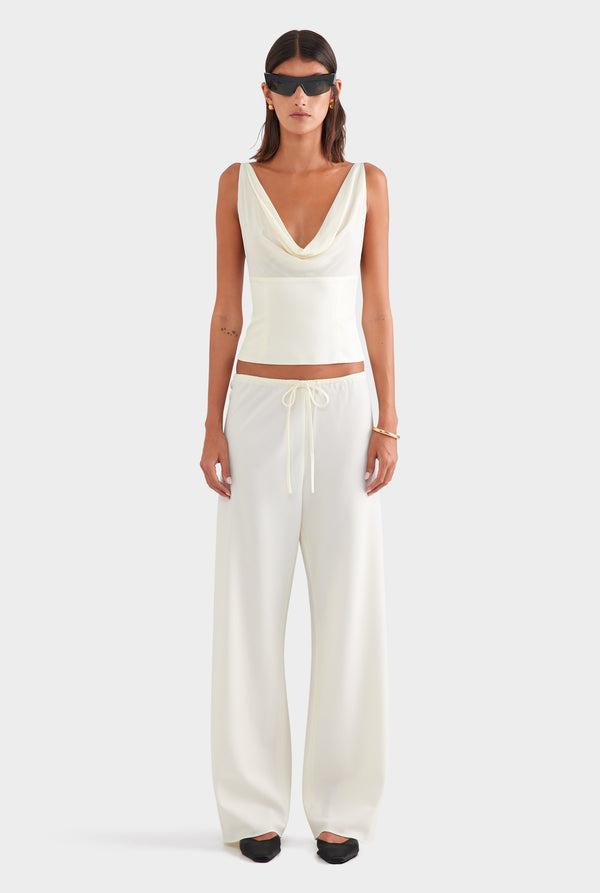 Bias Wool Drawstring Pant - Off White