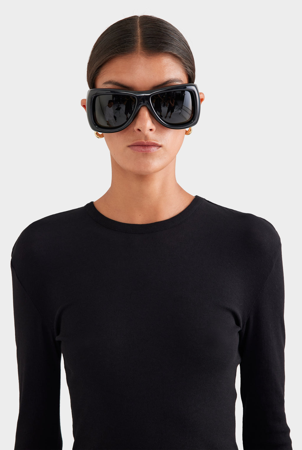 Cotton Rib Long Sleeve Tee - Black