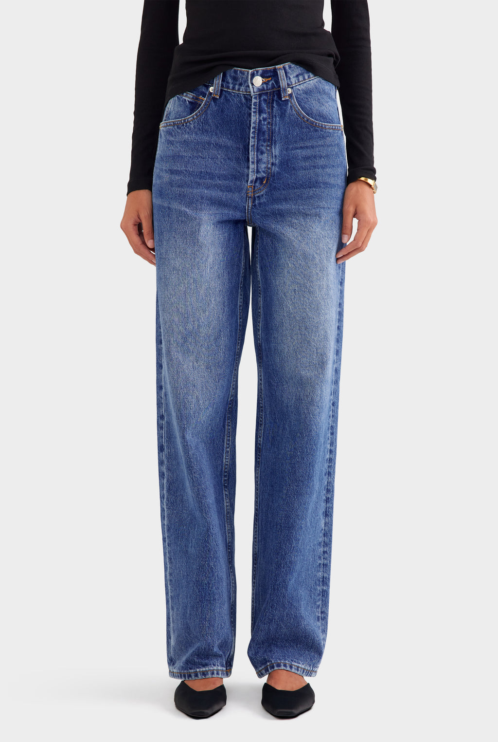 Relaxed Low Rise Denim Jean - Mid Indigo