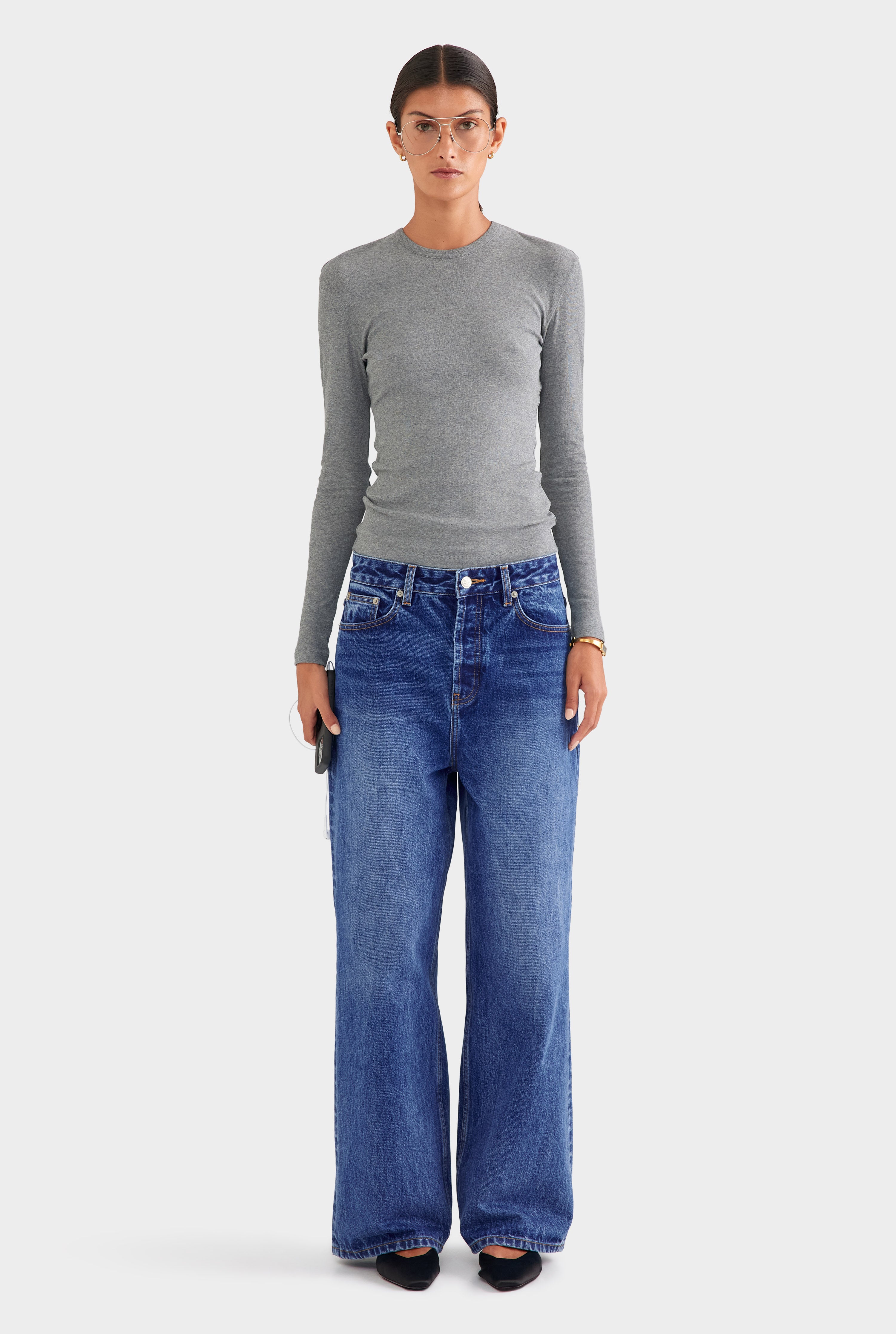 Relaxed Low Rise Denim Jean - Mid Indigo