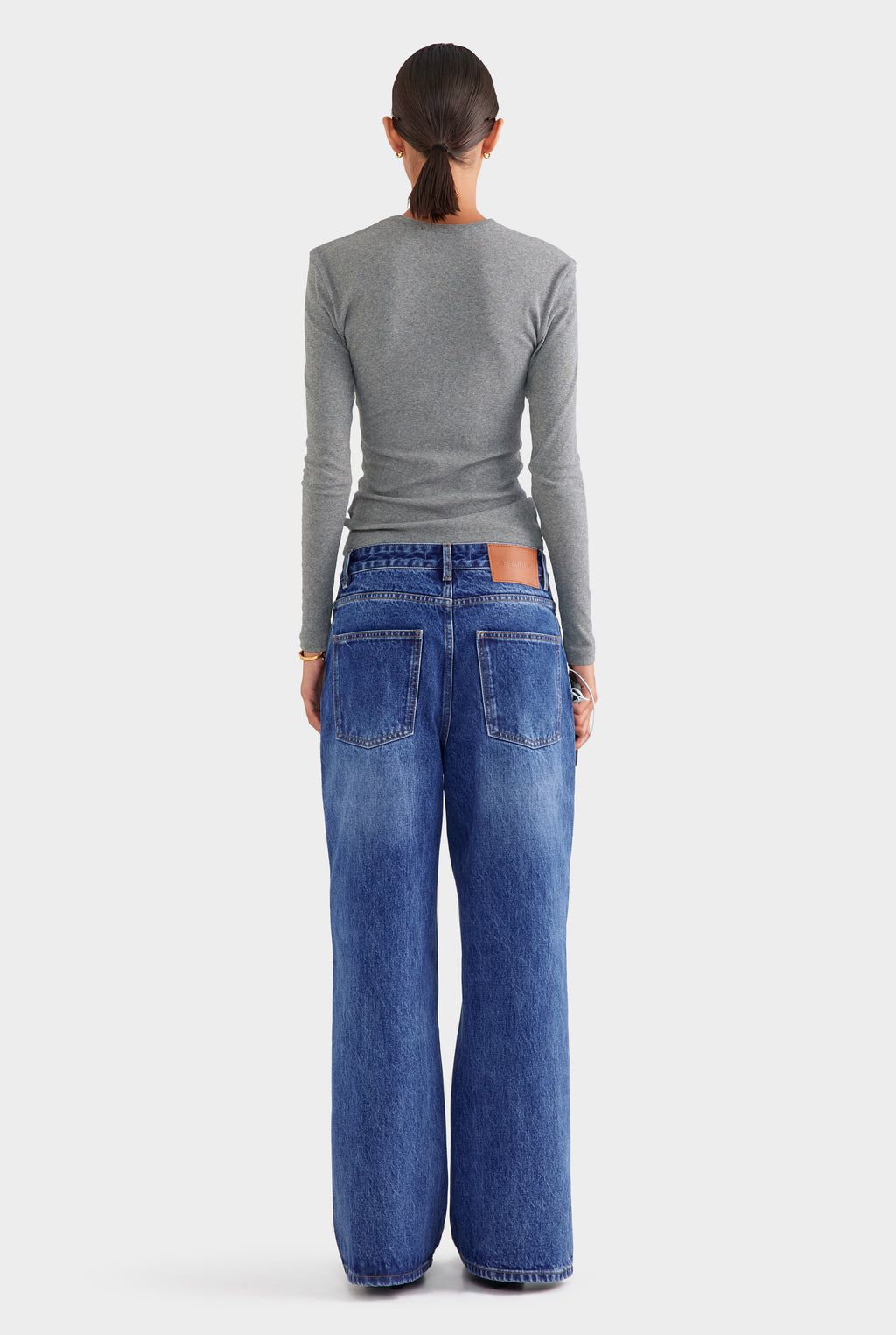 Cotton Rib Long Sleeve Tee - Grey Marl