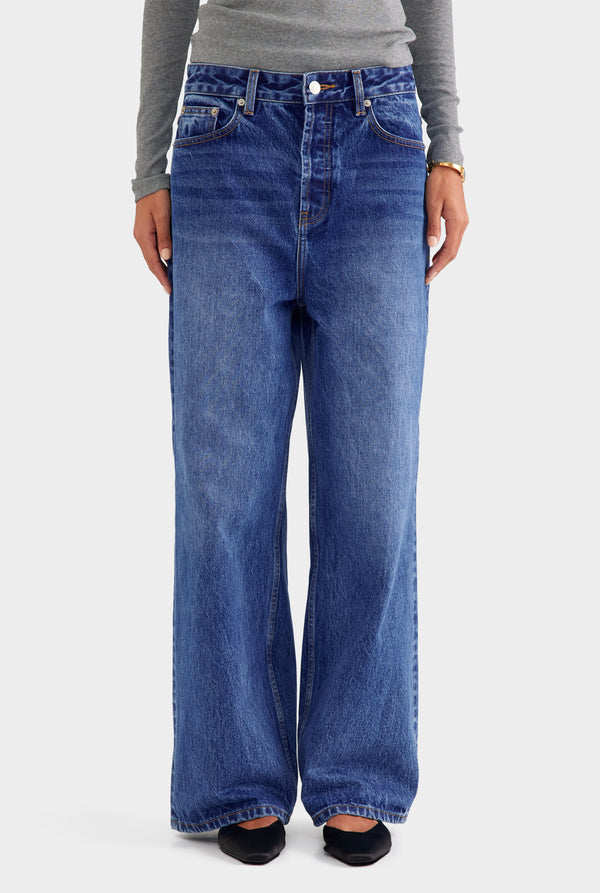 Relaxed Low Rise Denim Jean - Mid Indigo