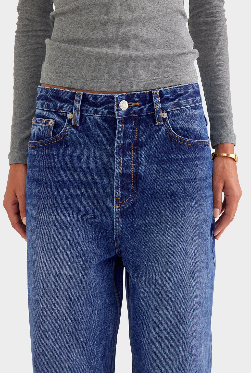 Relaxed Low Rise Denim Jean - Mid Indigo