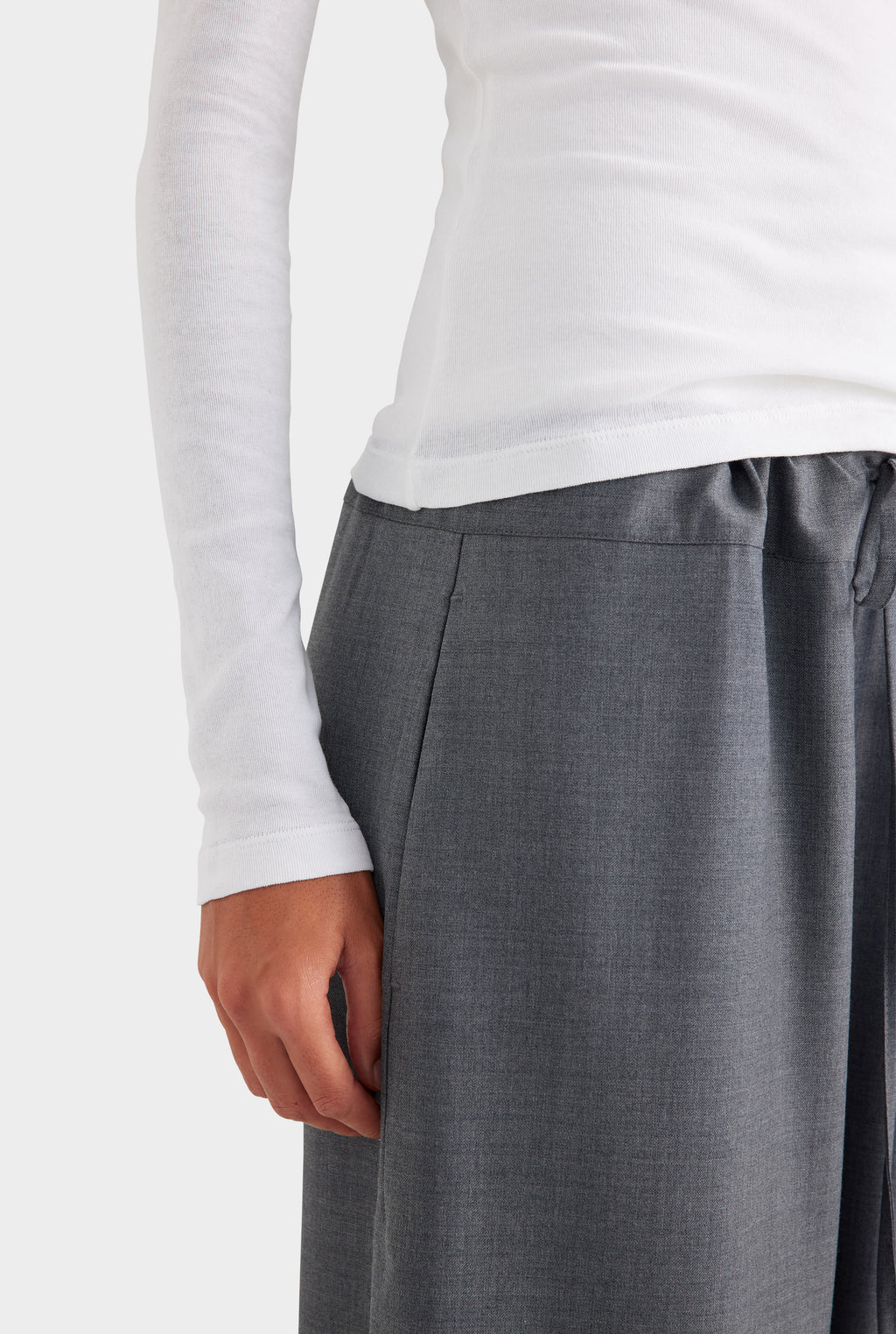 Cotton Rib Long Sleeve Tee - White