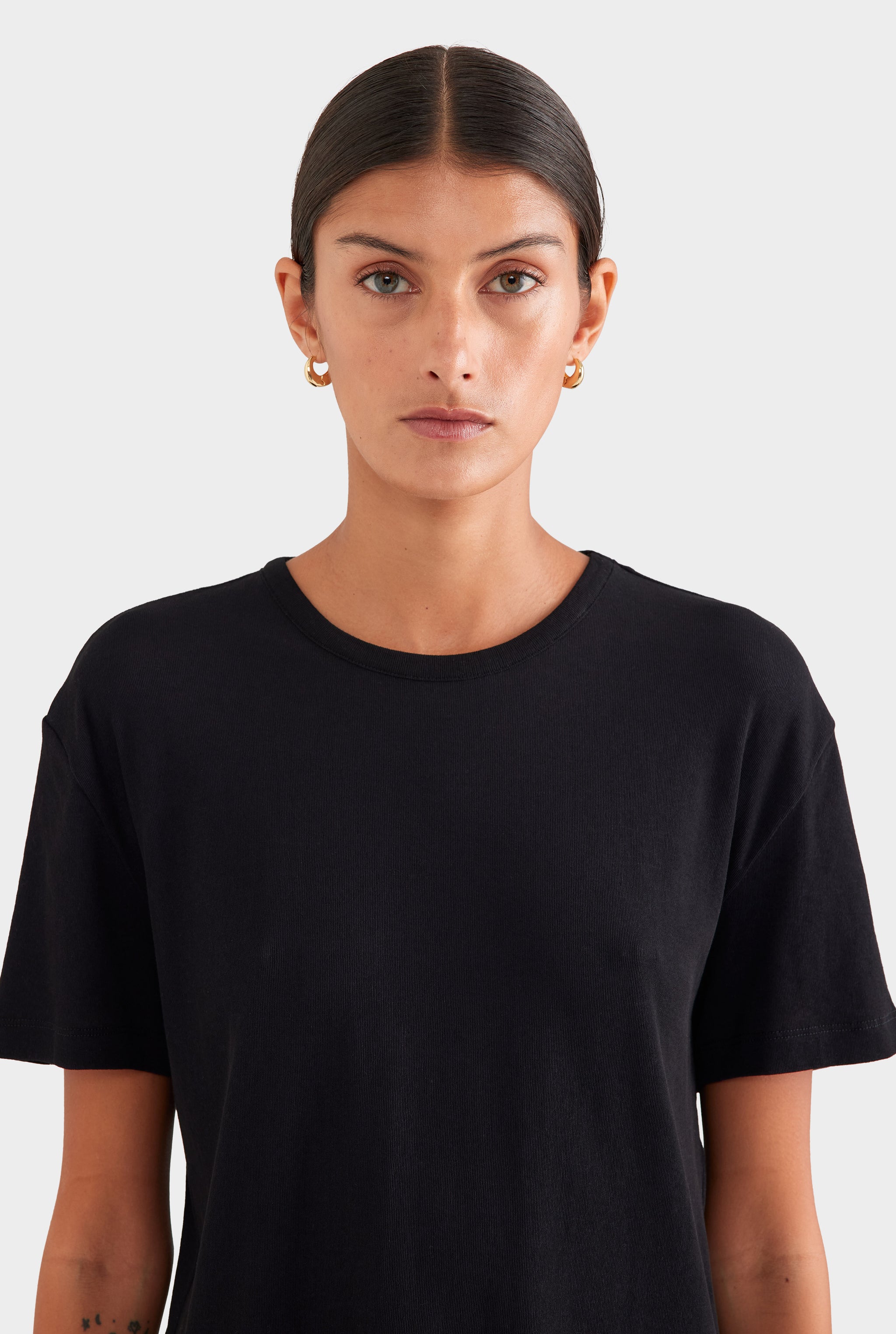 Cotton Rib Tee Shirt - Black
