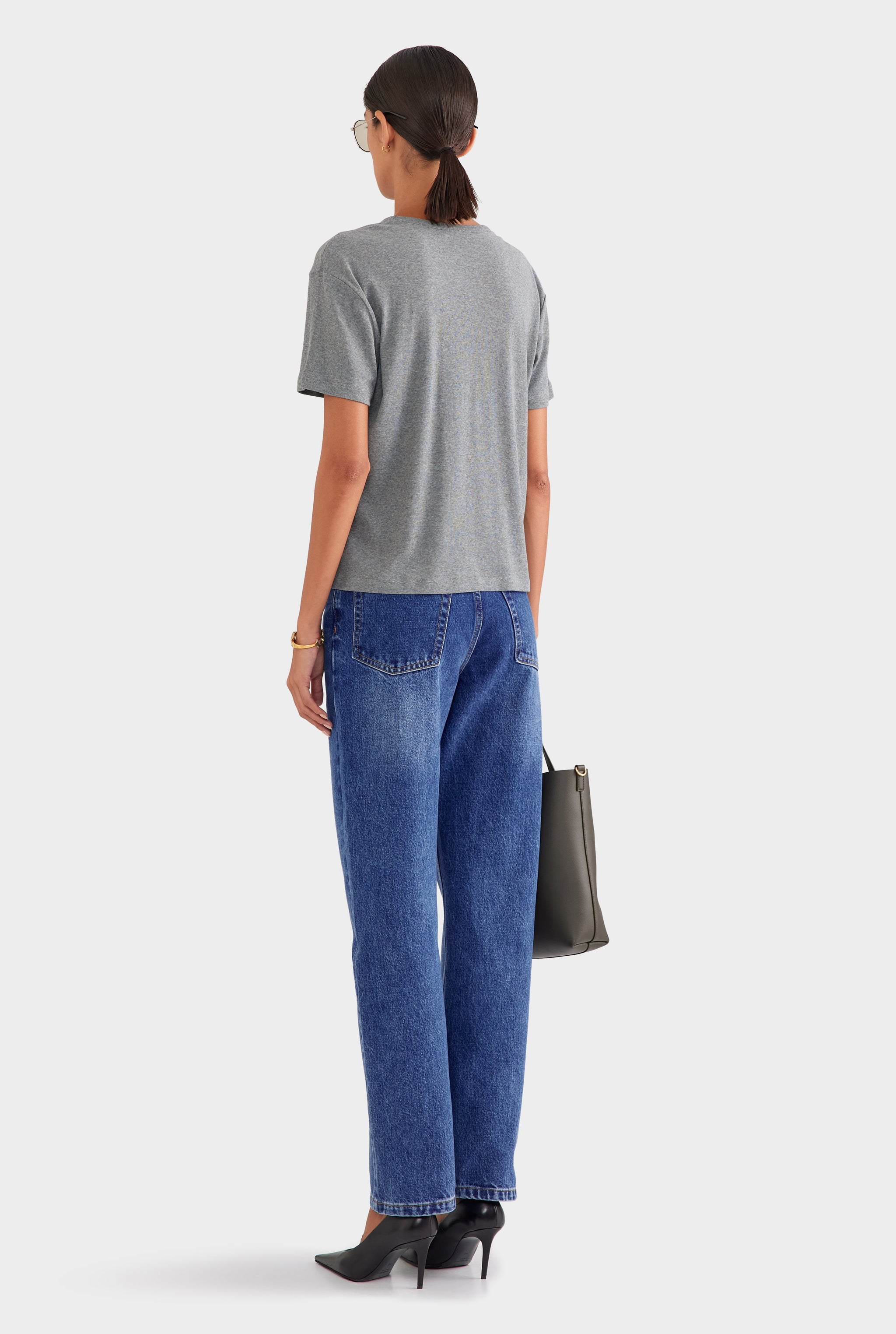 Cotton Rib Tee Shirt - Grey Marl