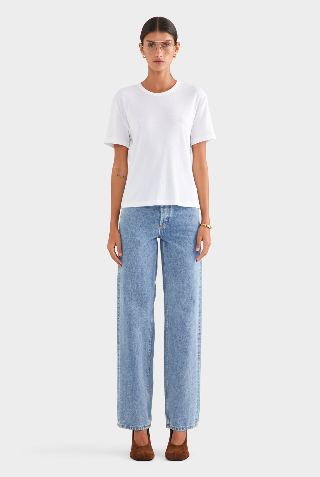 Cotton Rib Tee Shirt - White