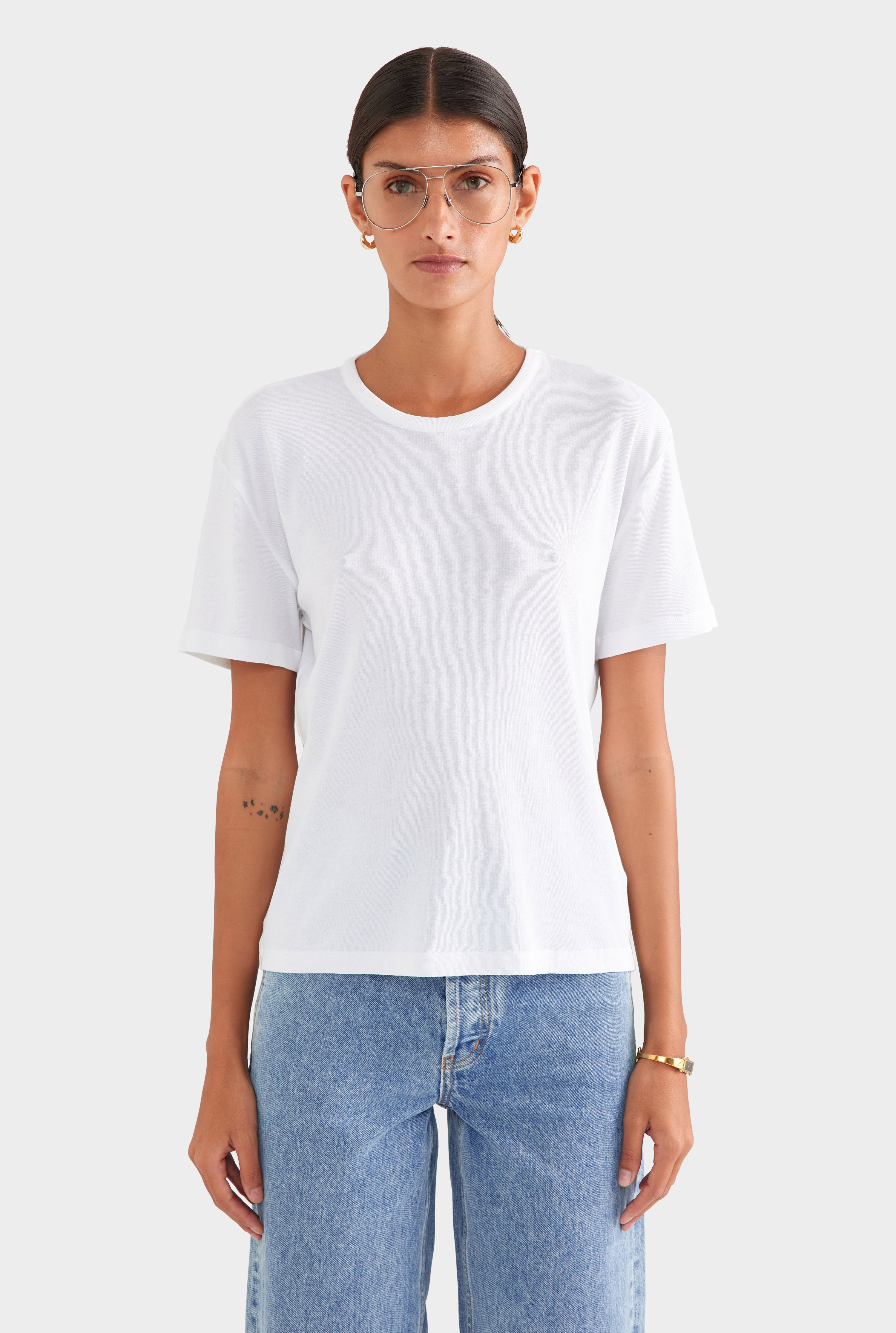 Cotton Rib Tee Shirt - White