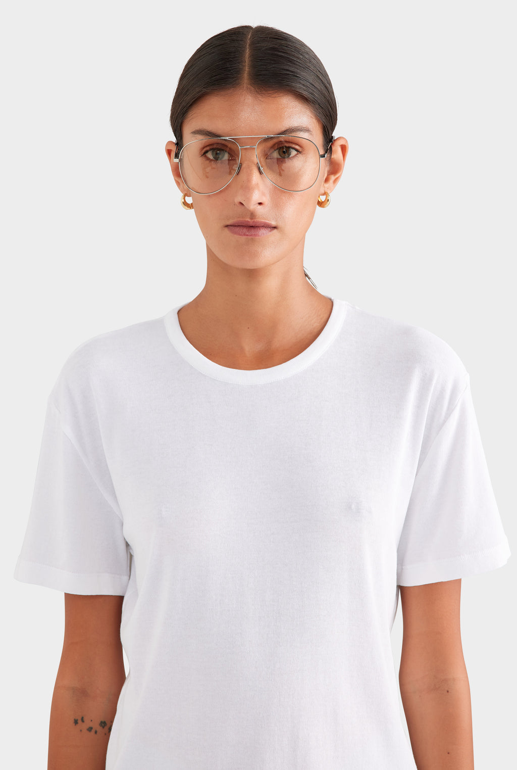 Cotton Rib Tee Shirt - White