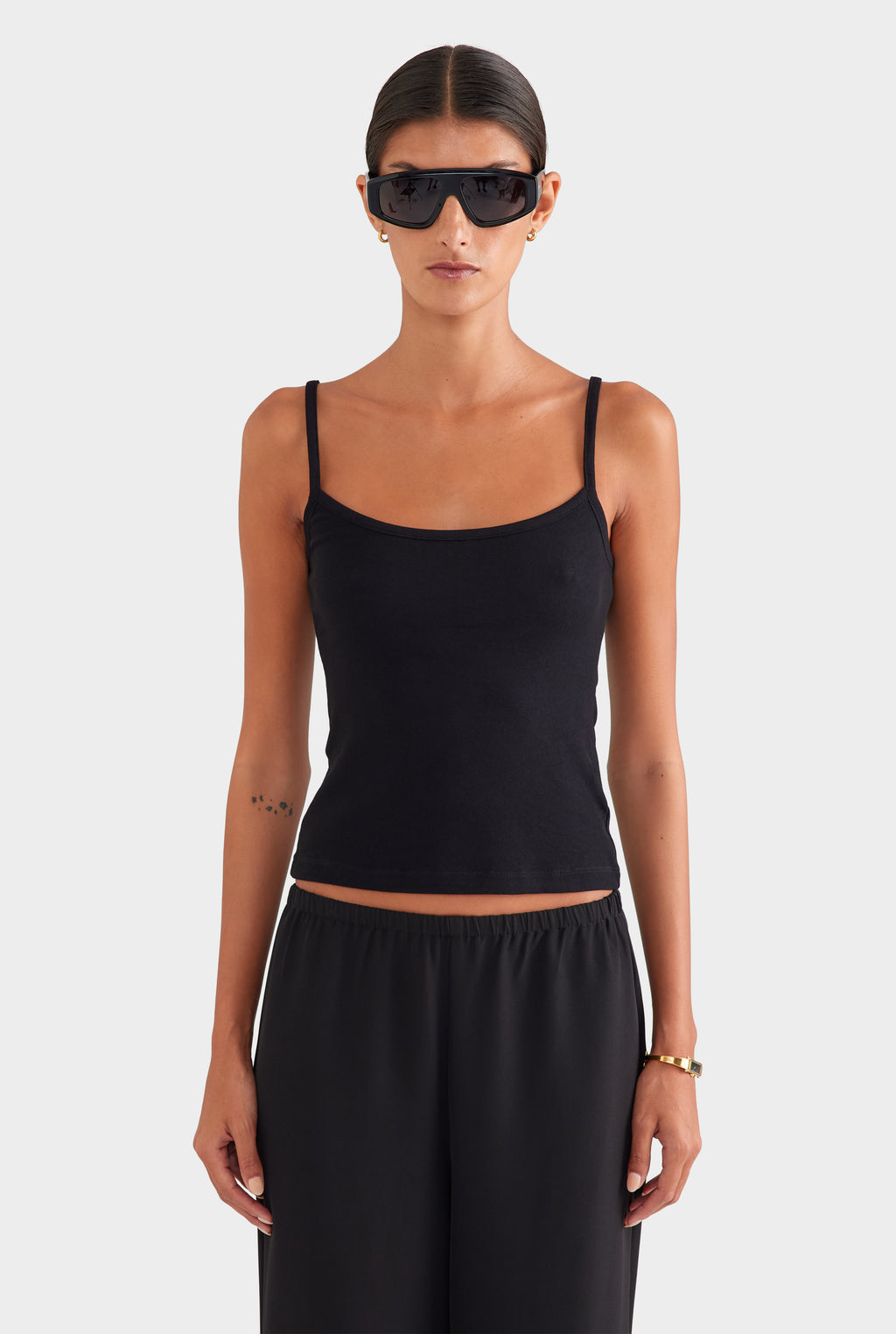 Crepe Elastic Waist Pant - Black