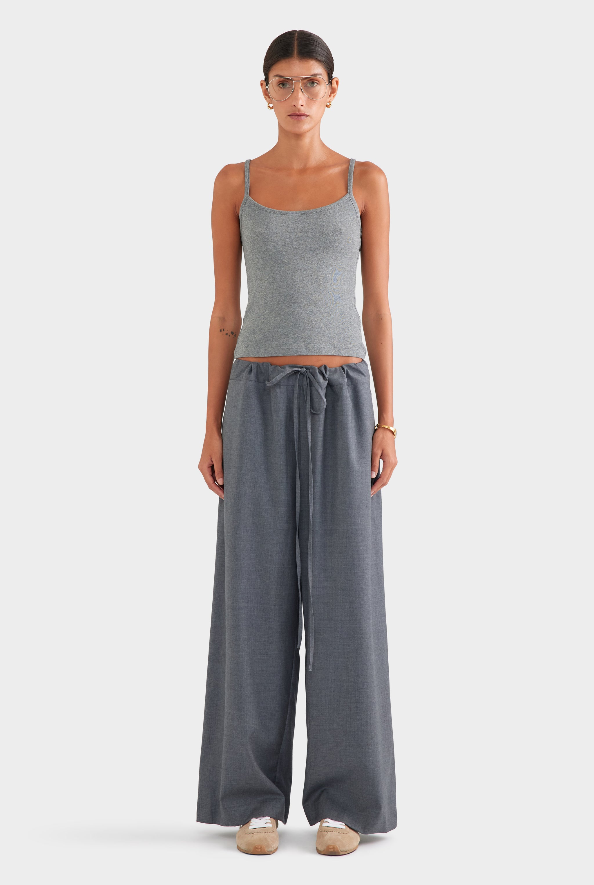 Cotton Rib Cami - Grey Marl
