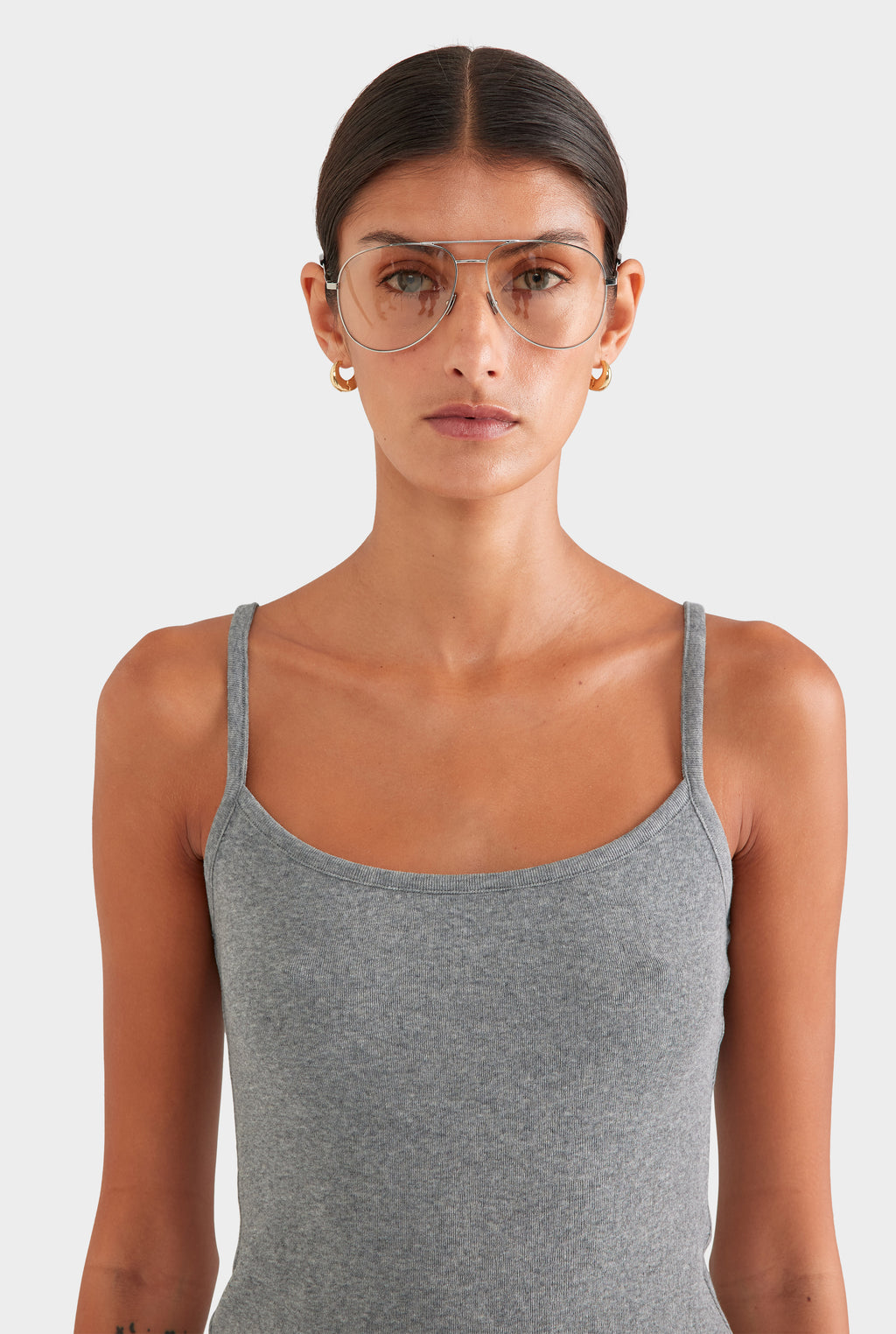 Cotton Rib Cami - Grey Marl