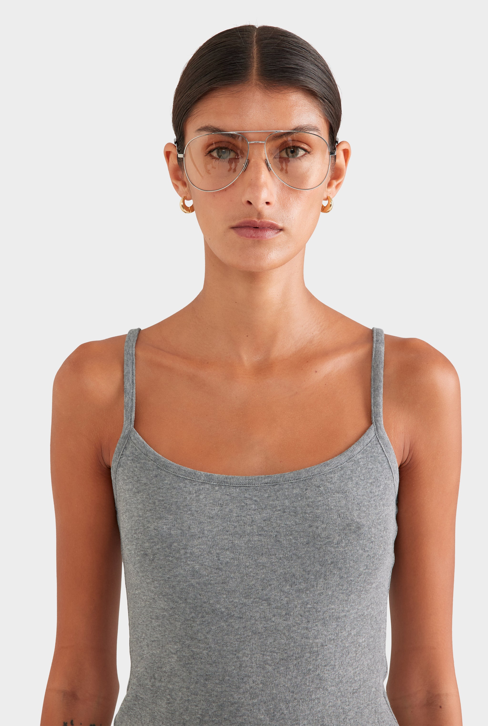 Cotton Rib Cami - Grey Marl
