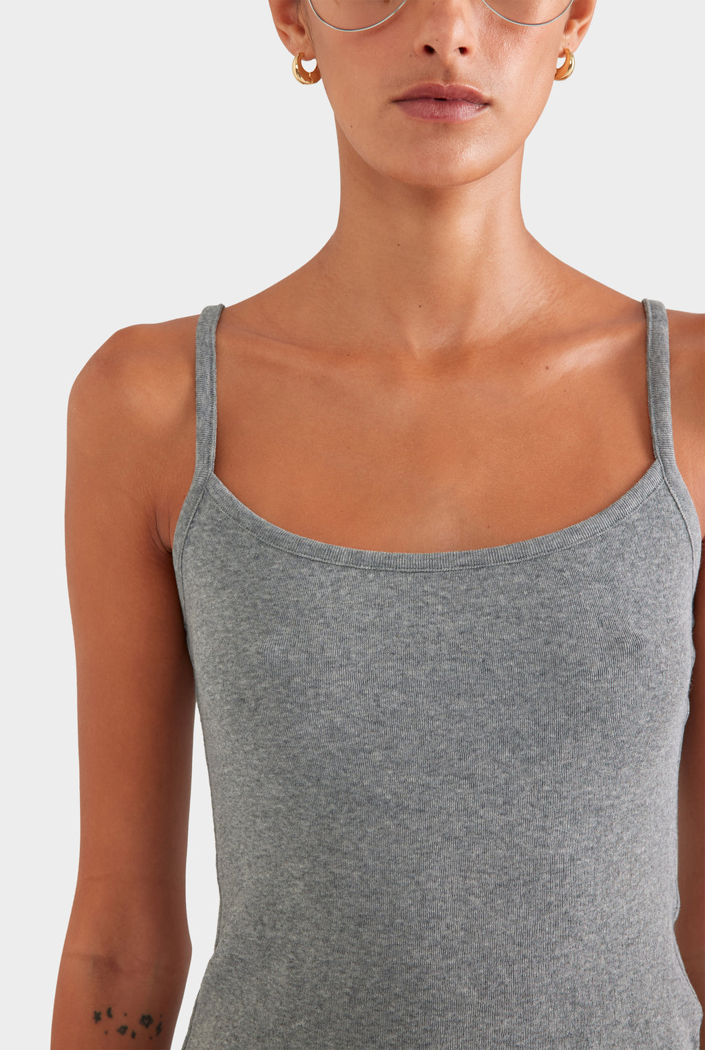 Cotton Rib Cami - Grey Marl