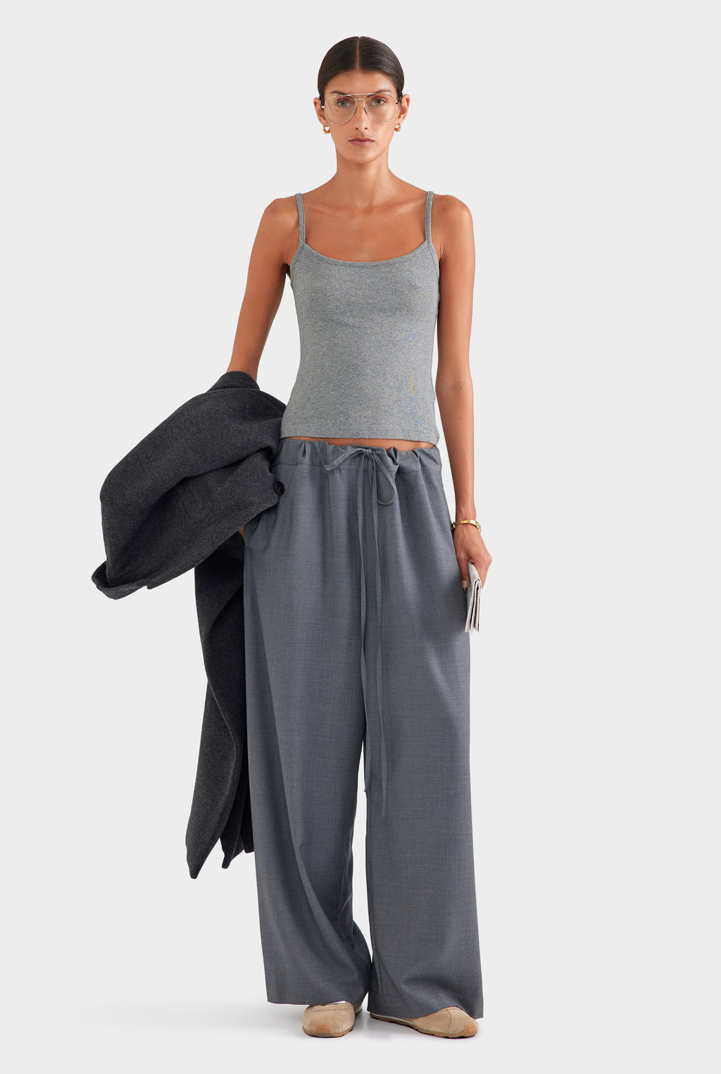 Cotton Rib Cami - Grey Marl