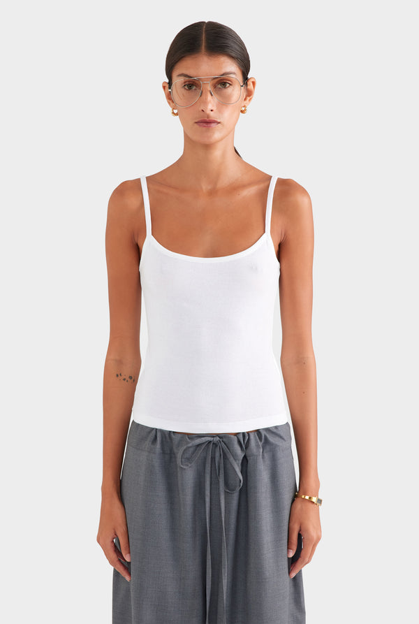 Cotton Rib Cami - White