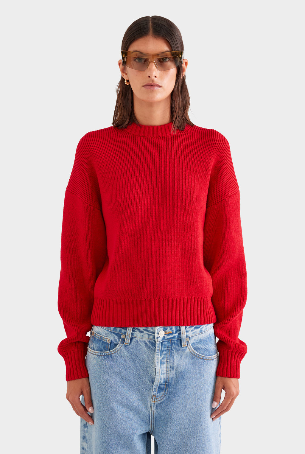 Cotton Knit Sweater - Red