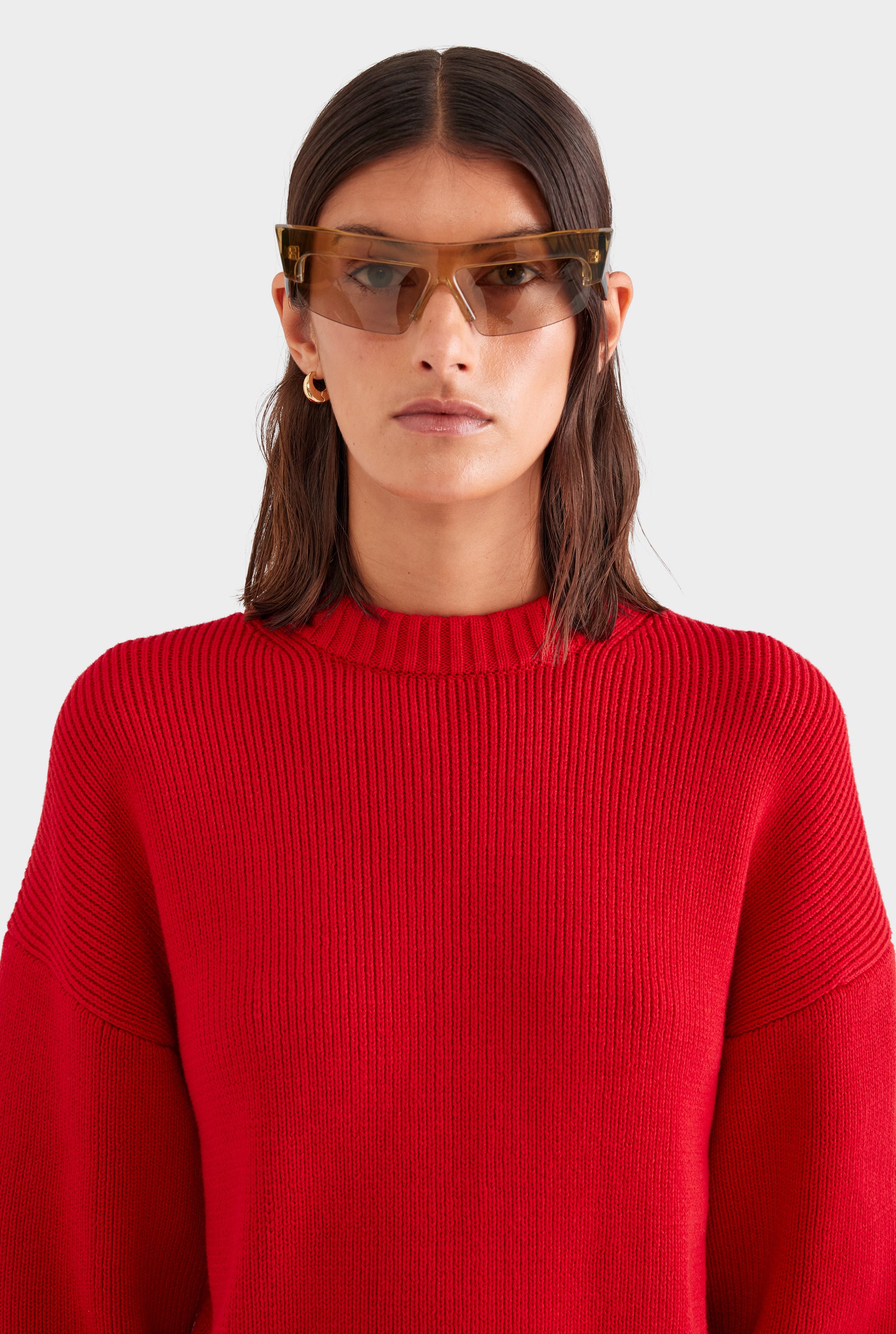 Cotton Knit Sweater - Red