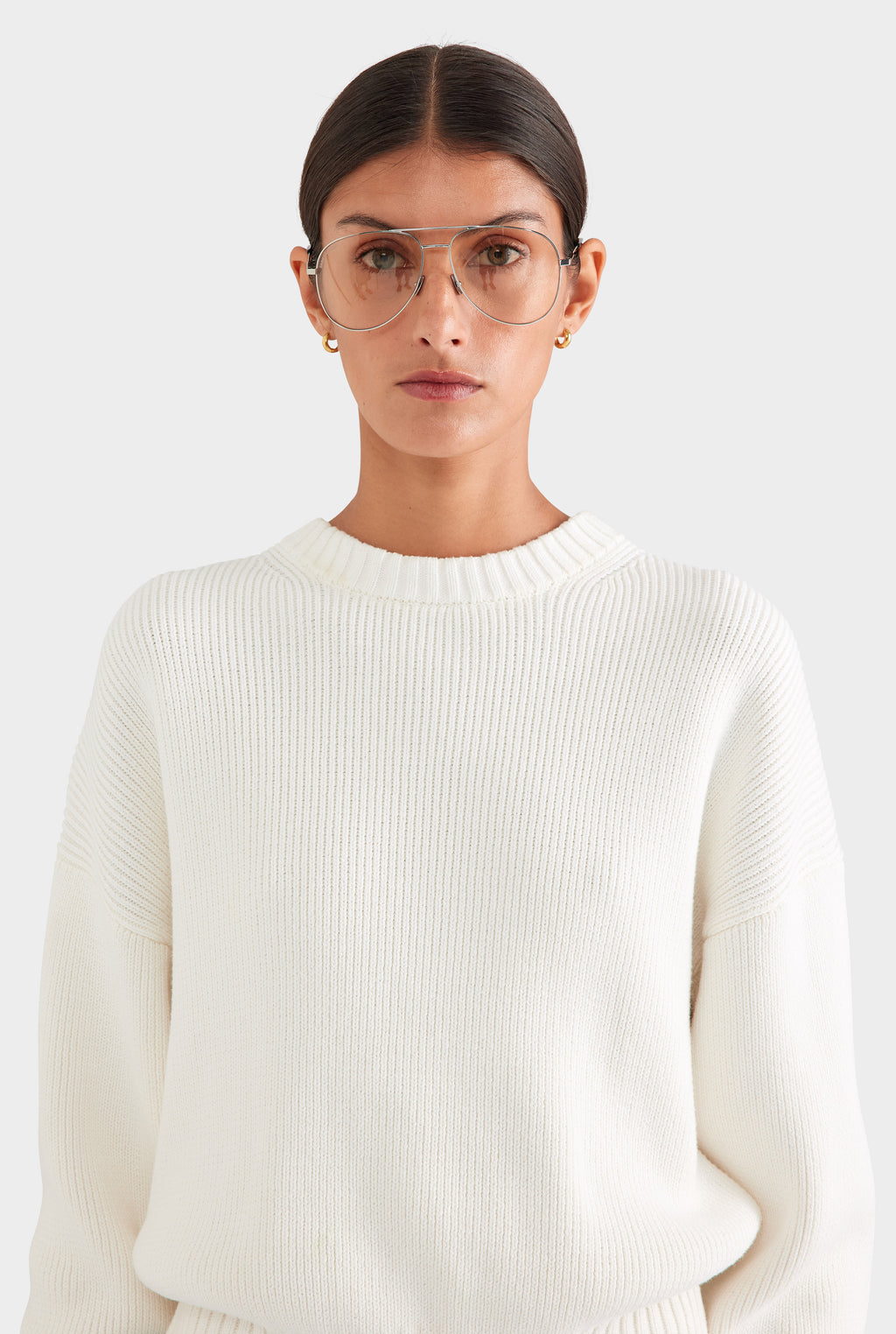 Cotton Knit Sweater - White