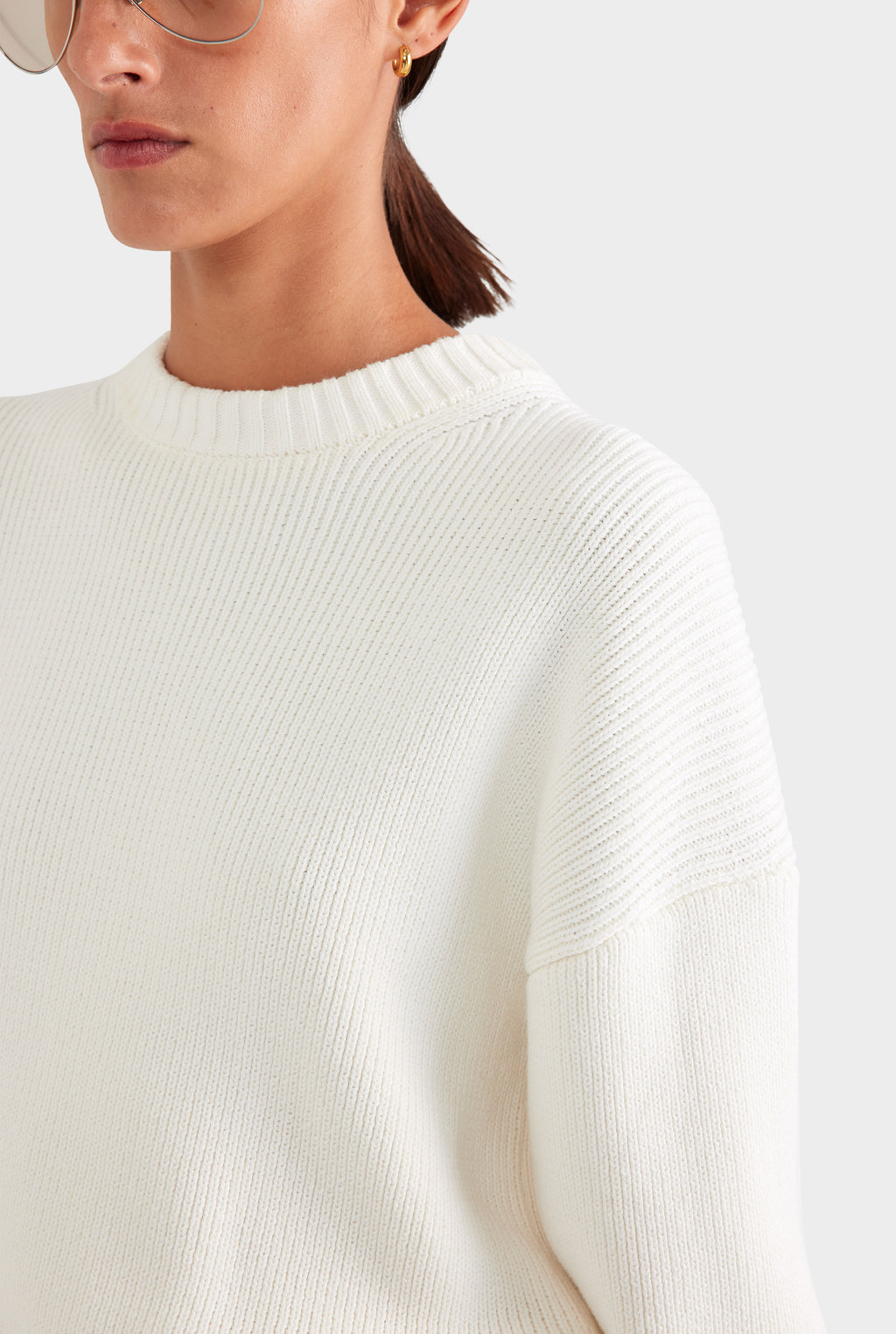 Cotton Knit Sweater - White