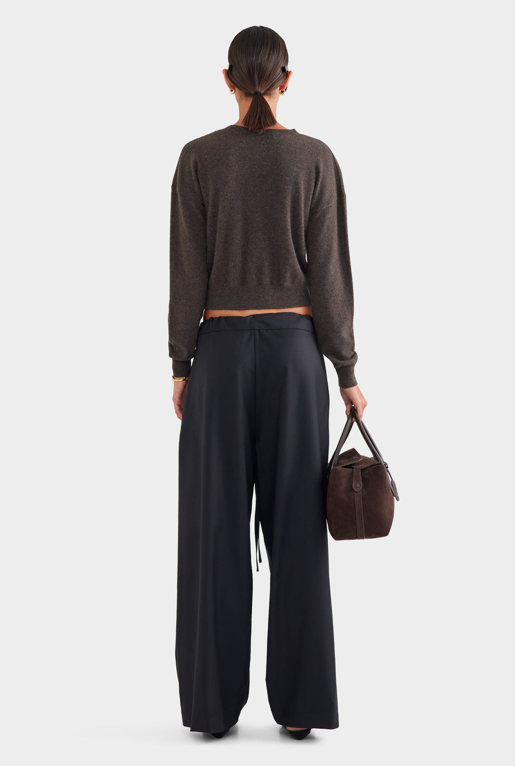 Dropshoulder Cashmere Cardigan - Chocolate Marl