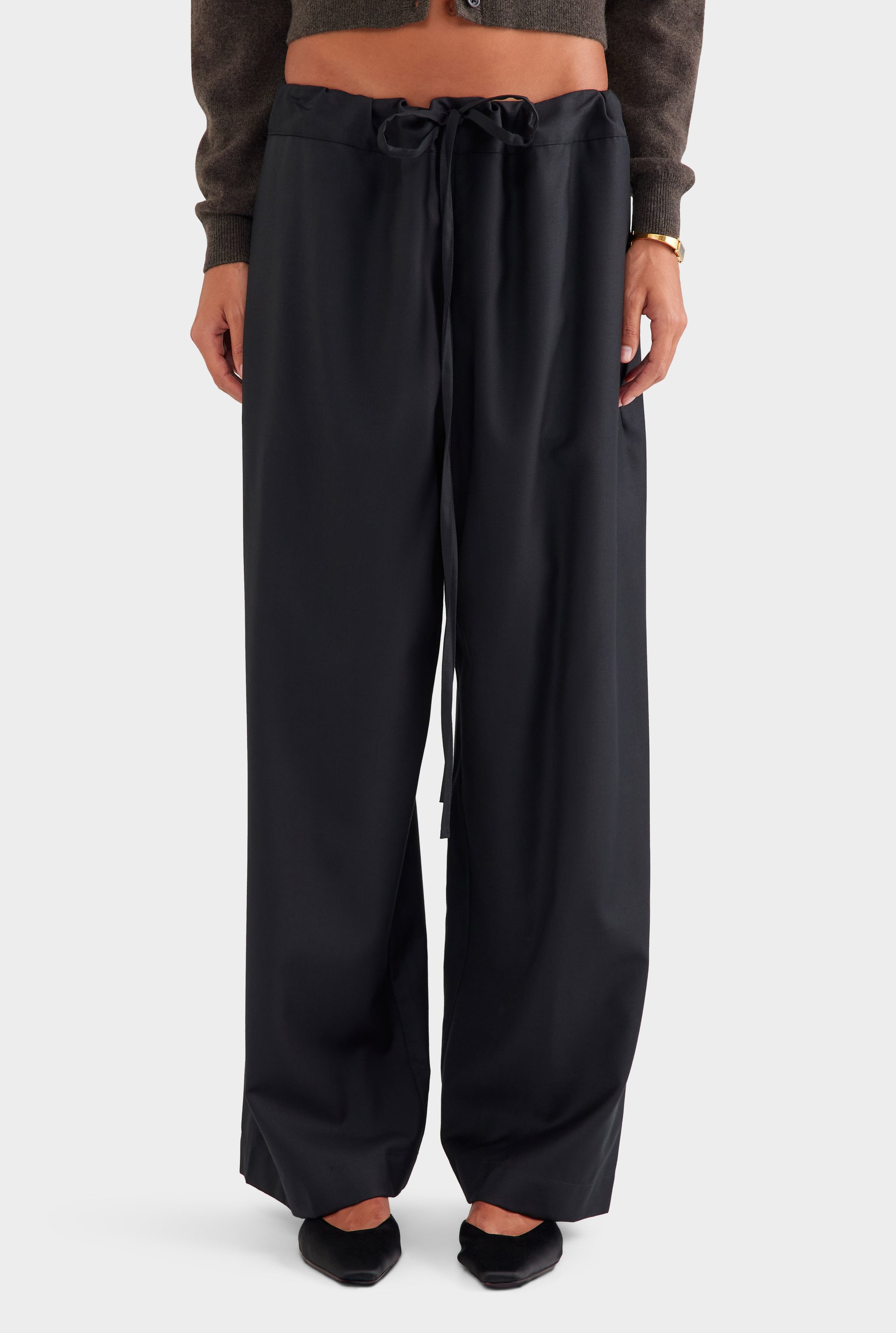 Wool Paperbag Pant - Black