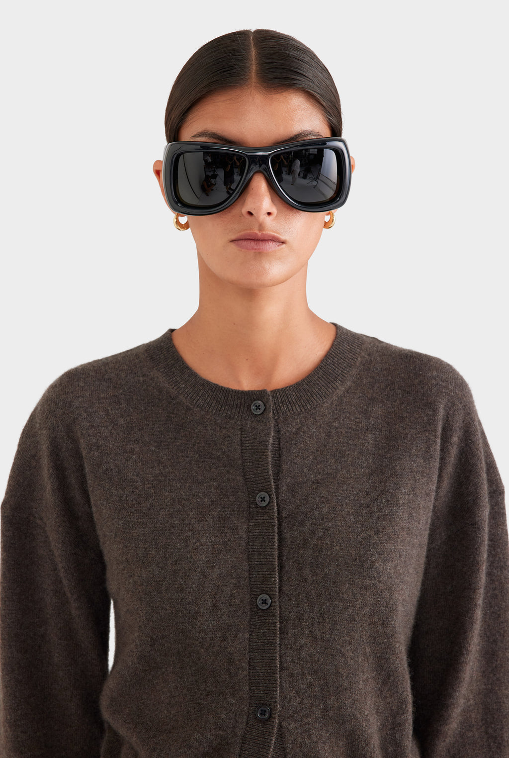 Dropshoulder Cashmere Cardigan - Chocolate Marl